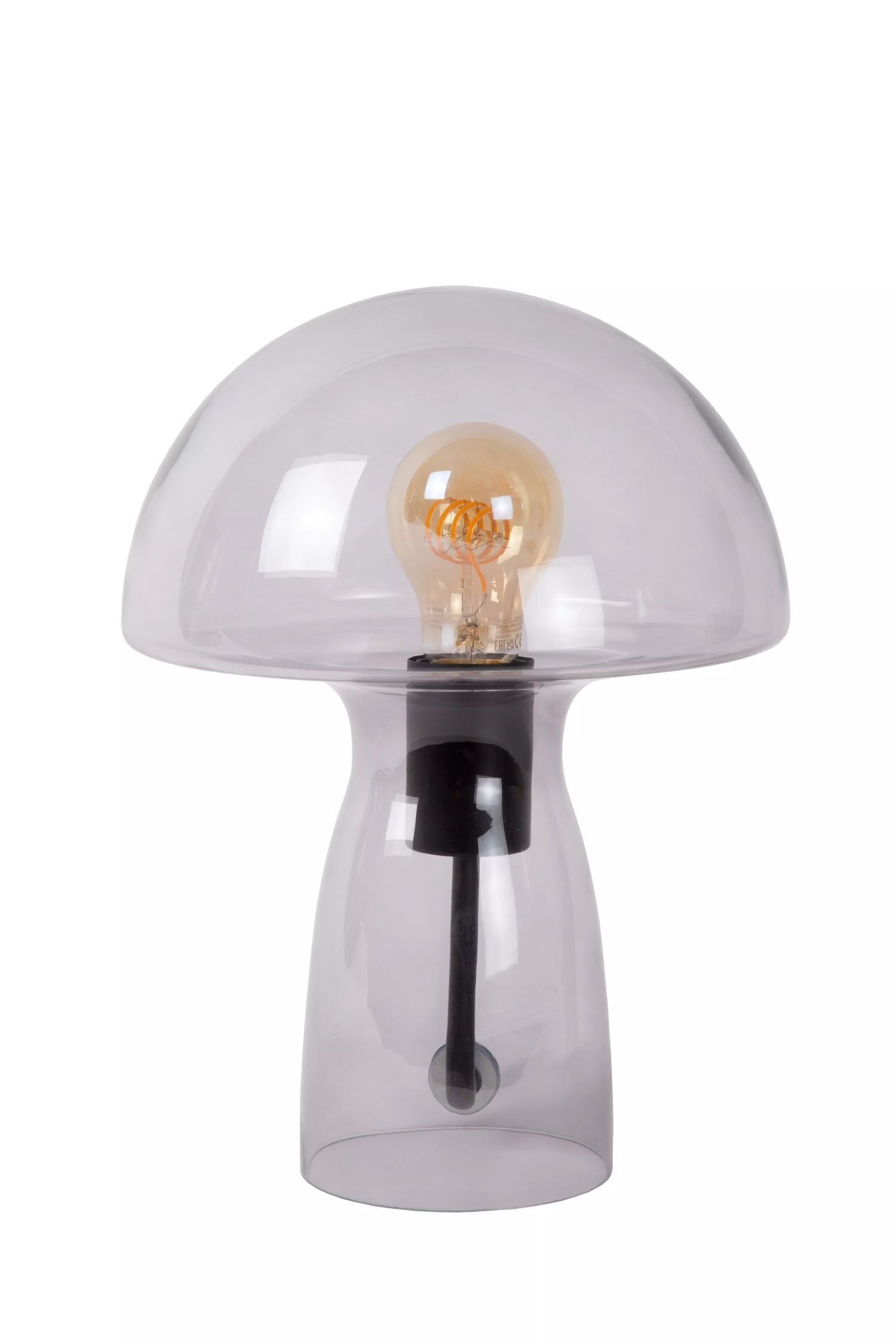 Pilz Tischlampe Rauchglas 28 cm klein E27 Retro Design