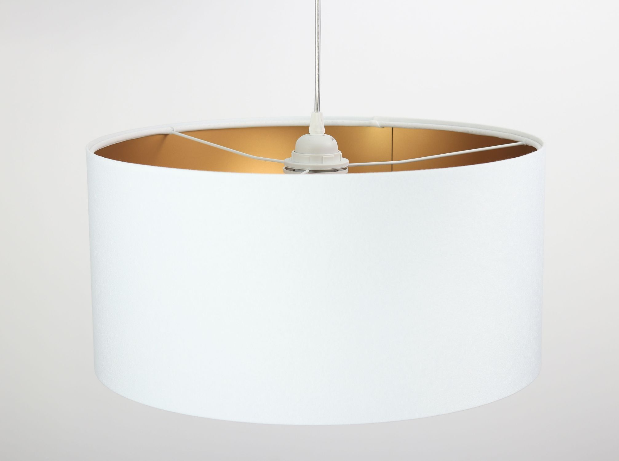 Pendelleuchte ROSIE Weiß Gold Retro rund Esstisch Lampe, Lampenschirm