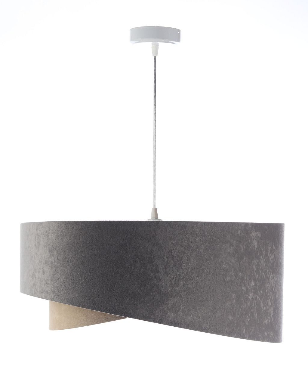 Pendelleuchte rund Ø 50 cm Grau Silber Beige Gold E27 Stoff