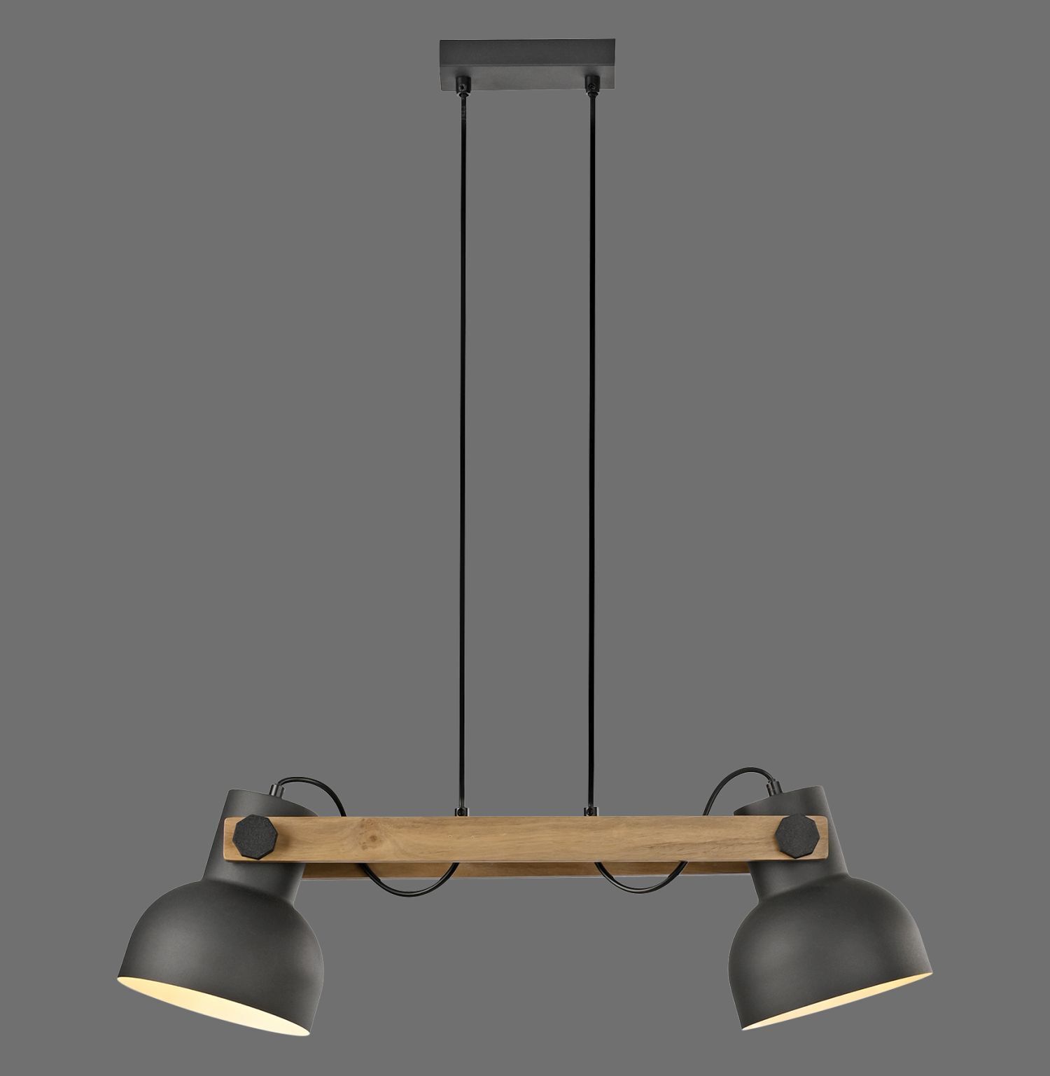 Industrial Pendelleuchte Holz Metall E27 flexibel