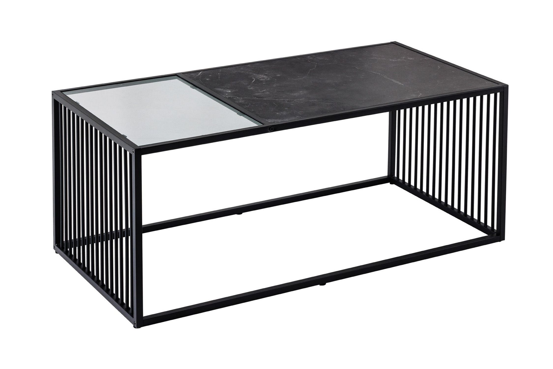Couchtisch Glas MDF Metall in Schwarz 100 x 50 cm Modern