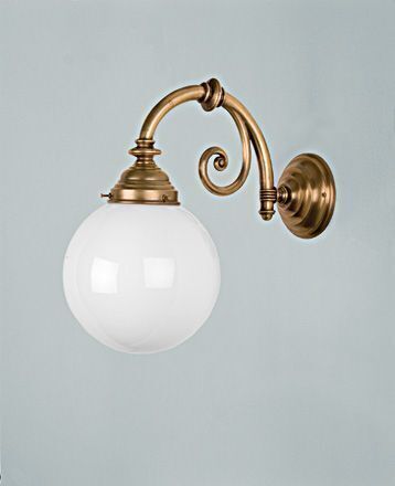 Wohnliche Wandlampe Glas Berliner Messing E27 Kugel Leuchte, Bronze, Drinnen, Zimmer, Duscharmatur