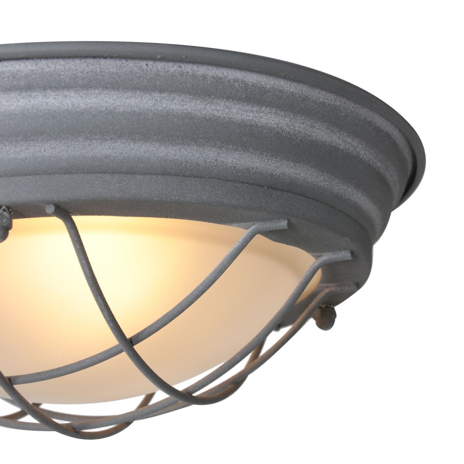 Industrie Deckenlampe Metall Glas Grau Weiß Ø29 cm E27