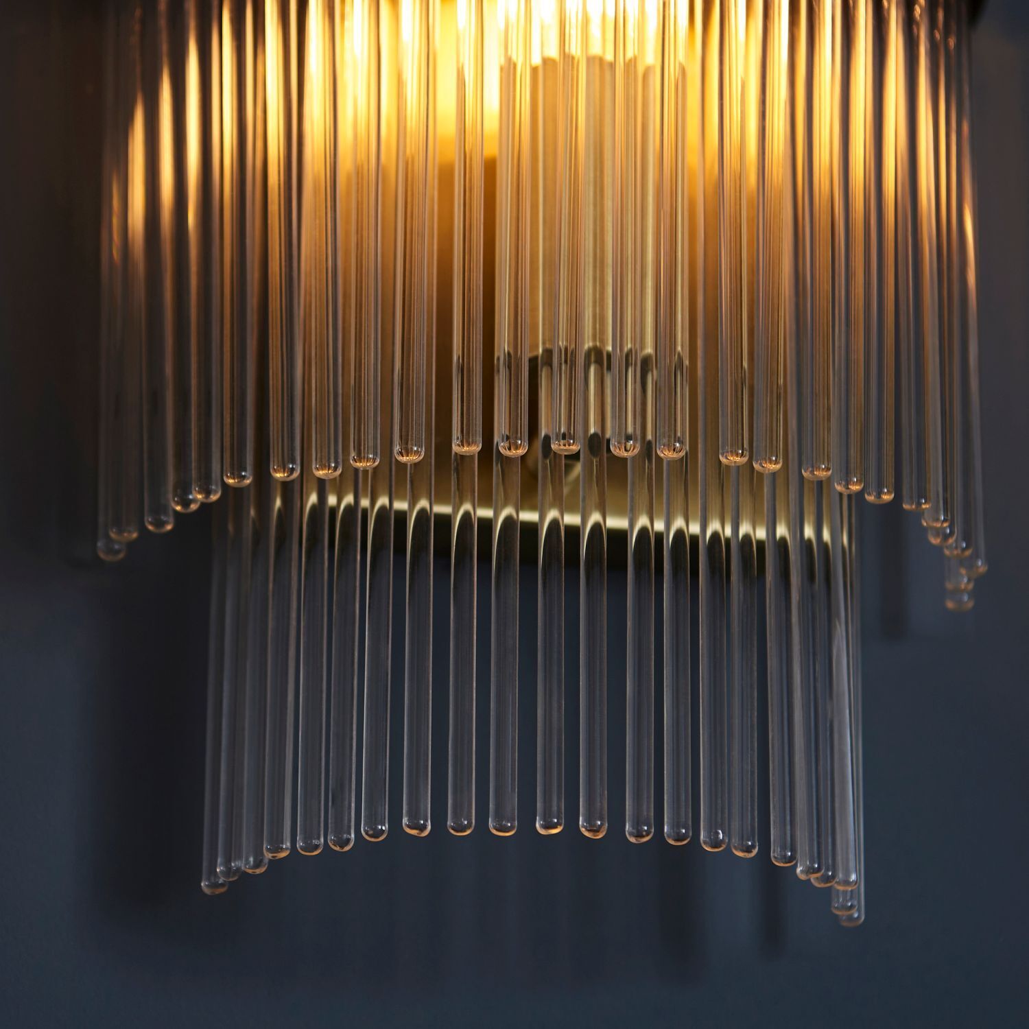 Wandlampe Glas Metall H: 27,6 cm klein in Messing antik E14