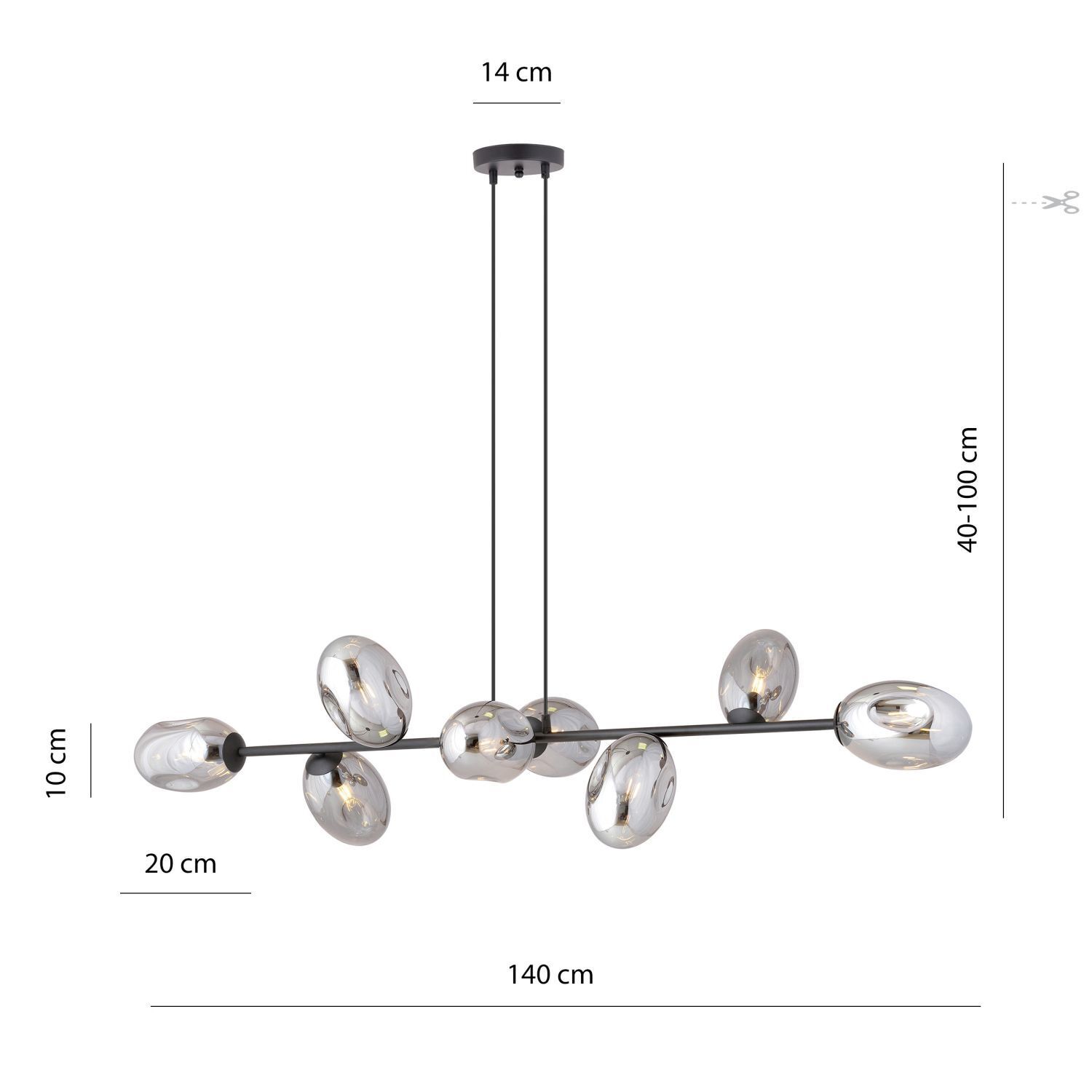 Hängelampe groß 140 cm lang höhenverstellbar E14