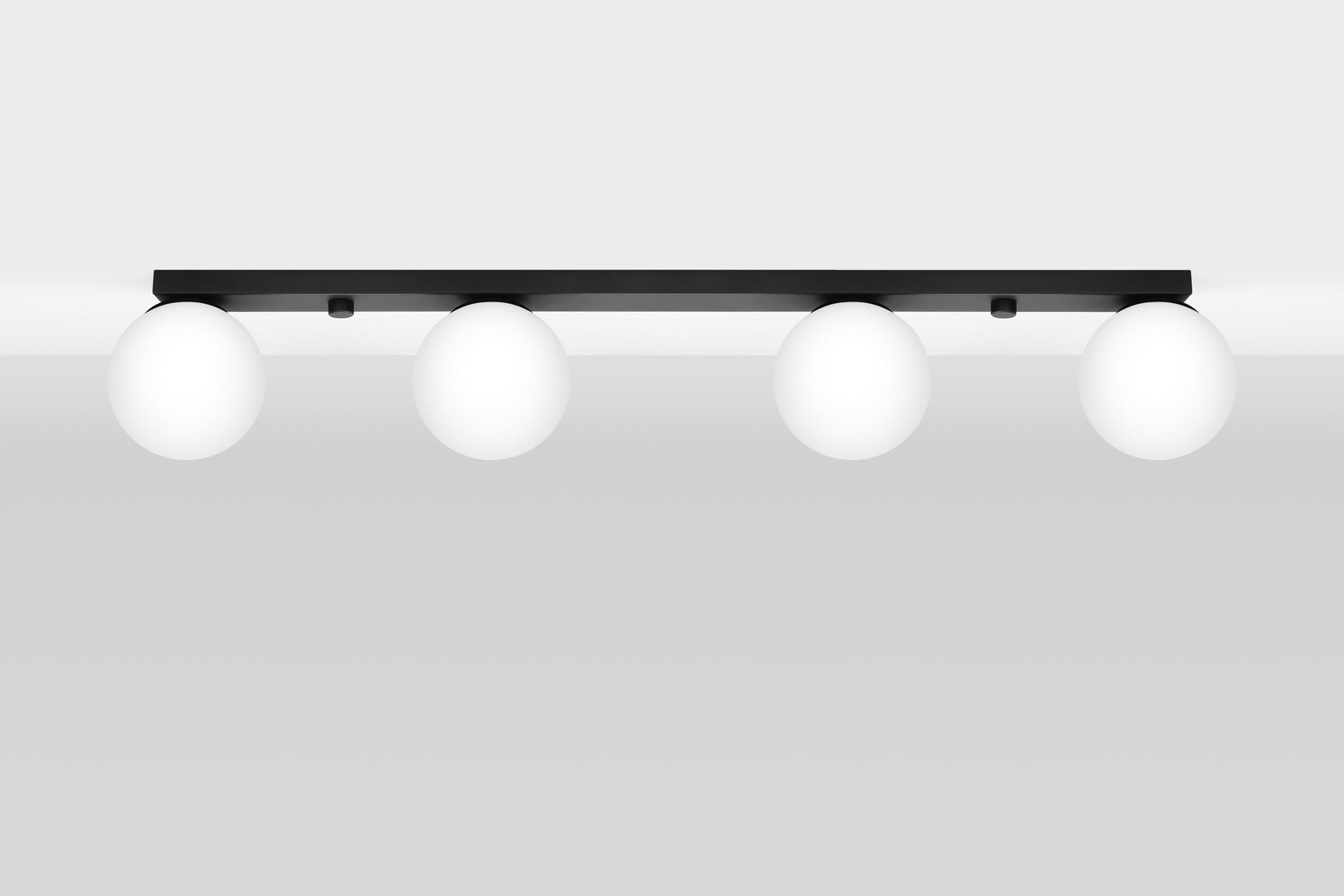 Deckenlampe Glas Metall 88 cm lang Weiß Schwarz 4x G9
