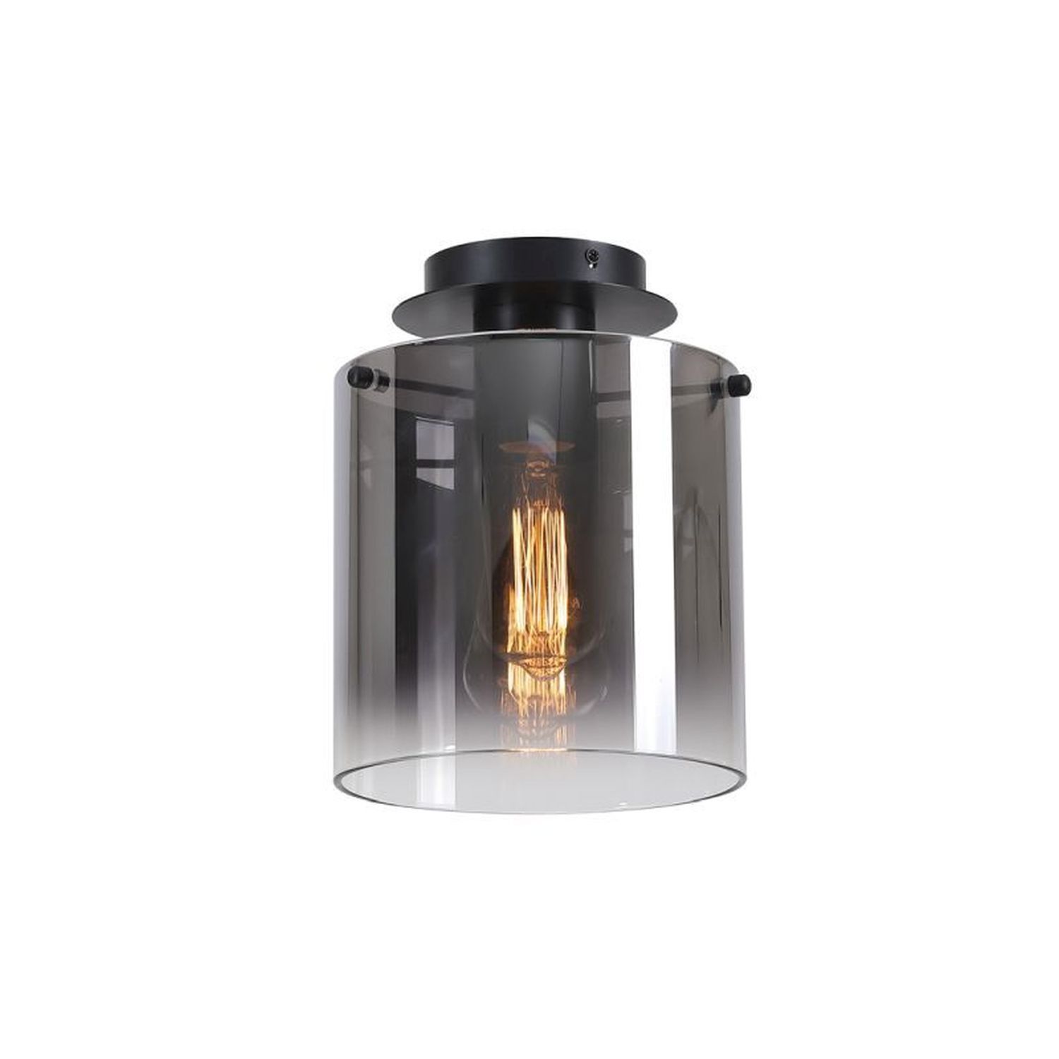 Deckenlampe Glas Metall in Schwarz Rauchgrau B:22 cm