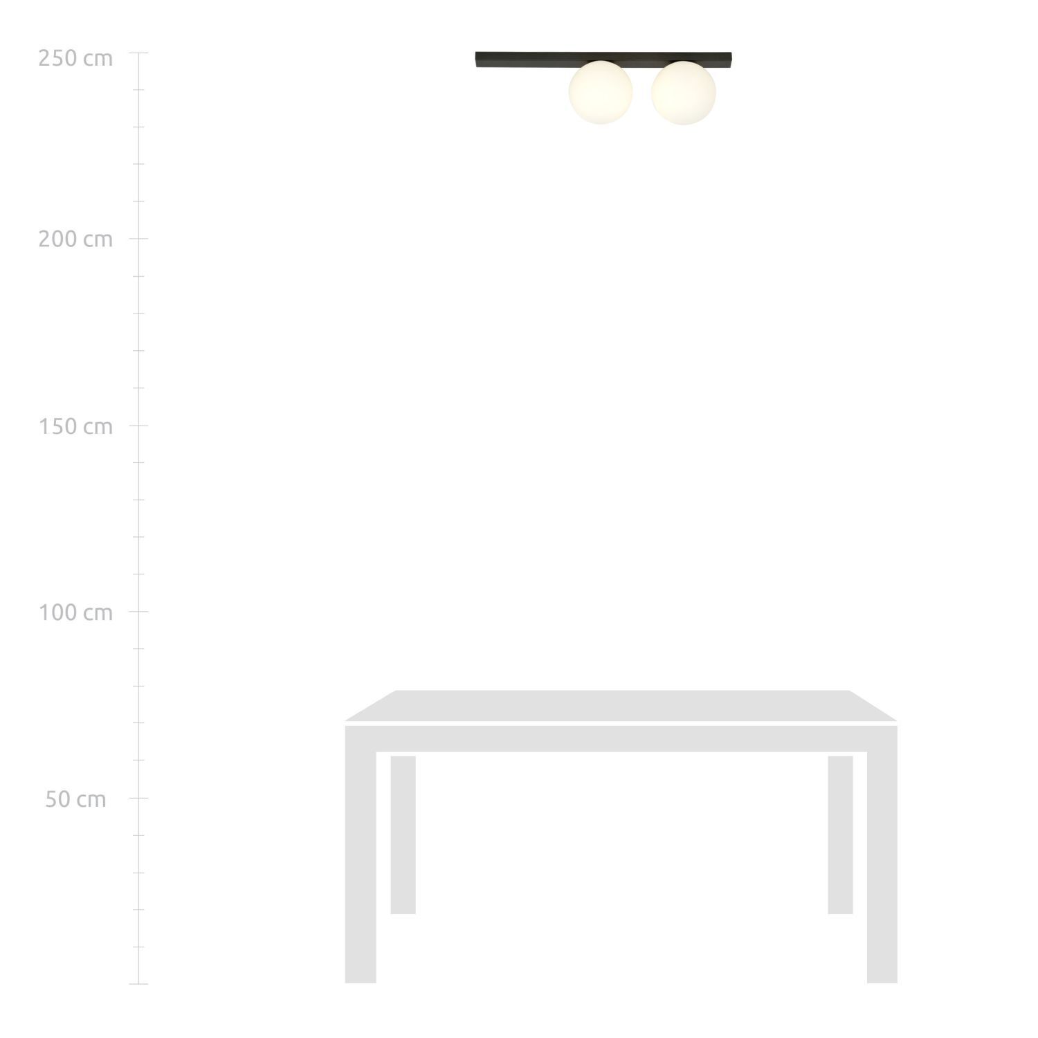Deckenleuchte Glas Metall L: 60 cm Schwarz Weiß 2x E14