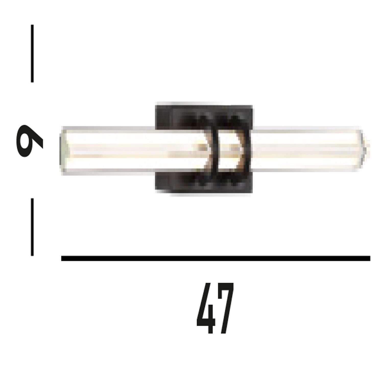 LED Spiegelleuchte Metall Glas Schwarz IP44 B:46,5 cm LED Spiegelleuchte Metall Glas Schwarz IP44 B:46,5 cm