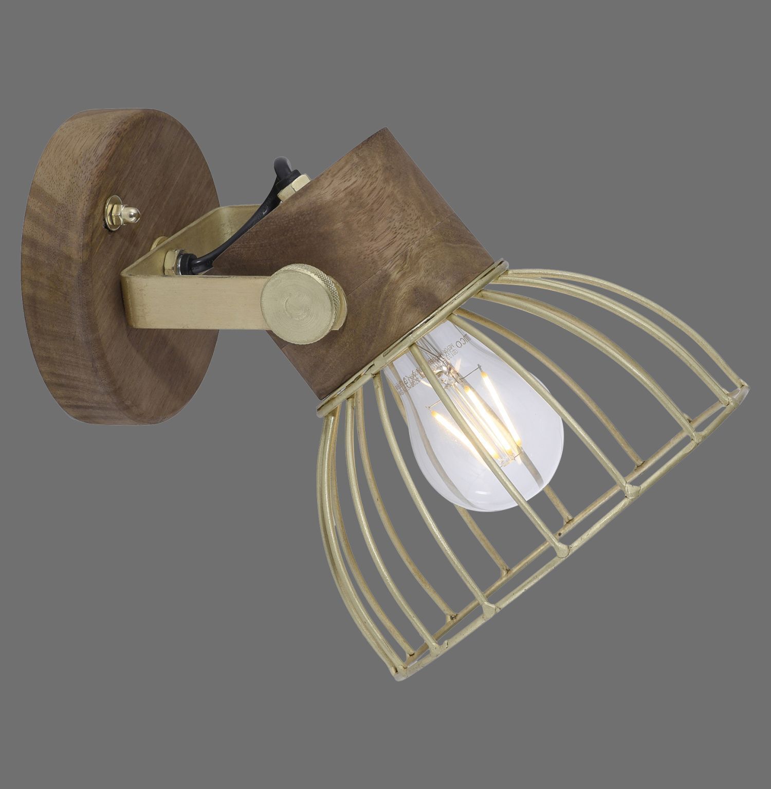 Beweglicher Wandspot Holz Metallschirm E27 B:20 Vintage Beleuchtung, Leuchte, Kreuz, Symbol