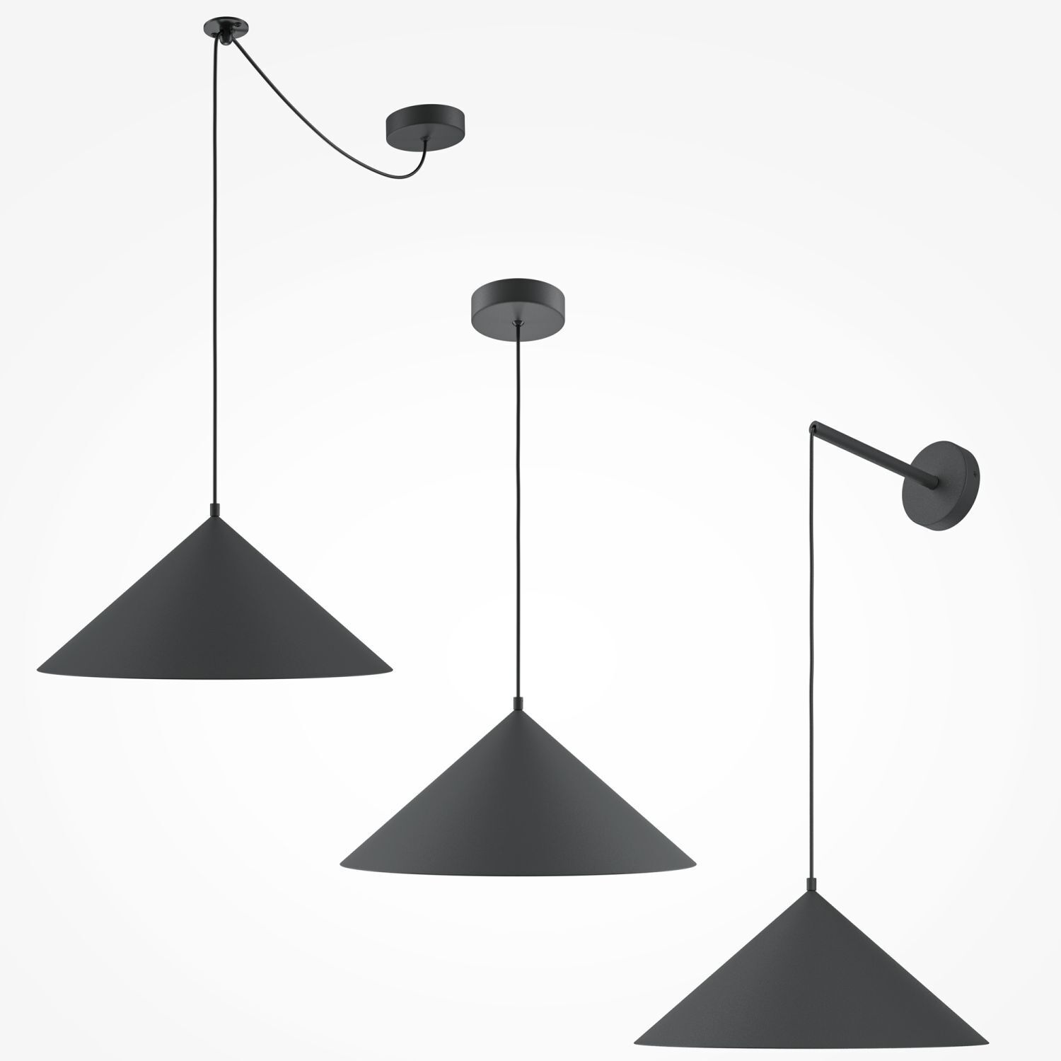 Hängeleuchte Metall Ø 35 cm rund H: max. 318 cm Schwarz