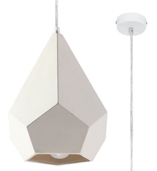 Hängelampe Weiß Keramik bemalbar geometrisch E27
