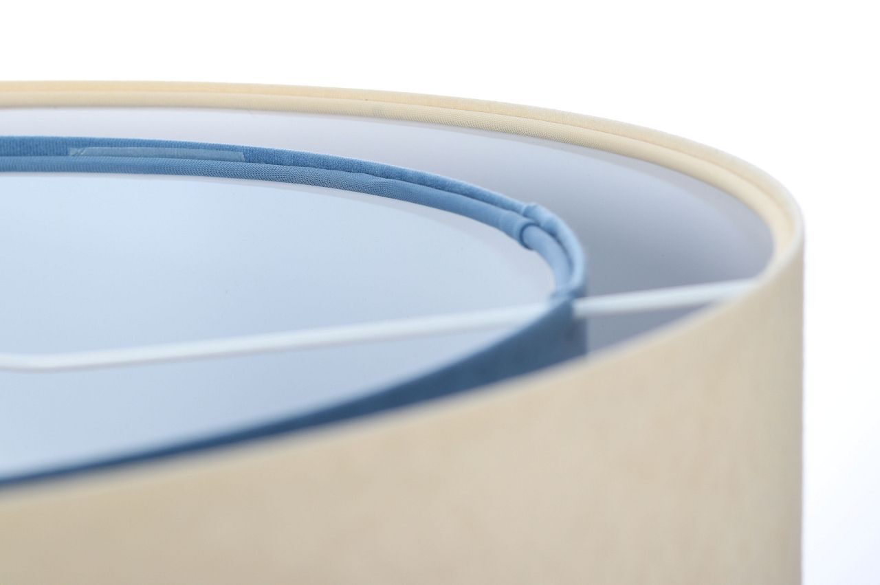 Hängeleuchte Stoff Velours Optik rund Ø 50 cm E27 Creme Blau Lampe, Lampenschirm