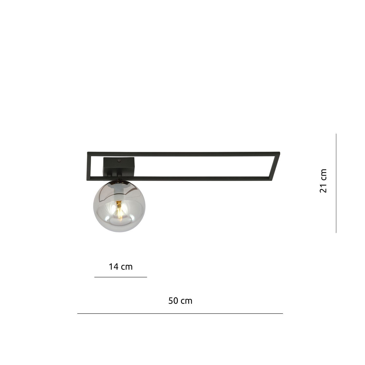 Deckenleuchte Schwarz Grau E14 50 cm Kugelschirm Glas Metall