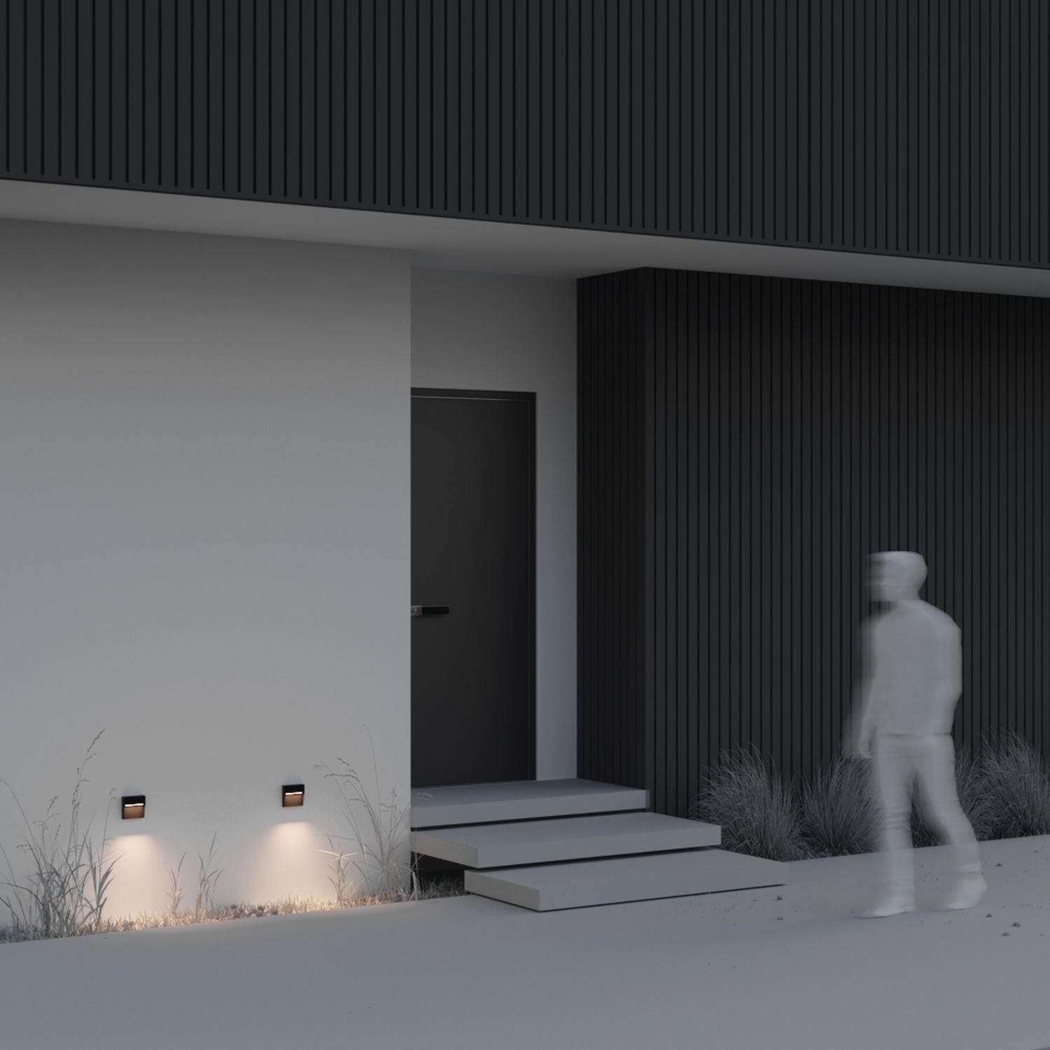 Außenlampe Wand LED Aluminium IP54 Schwarz quadratisch Innenarchitektur, Erwachsene, Männlich, Mann, Person