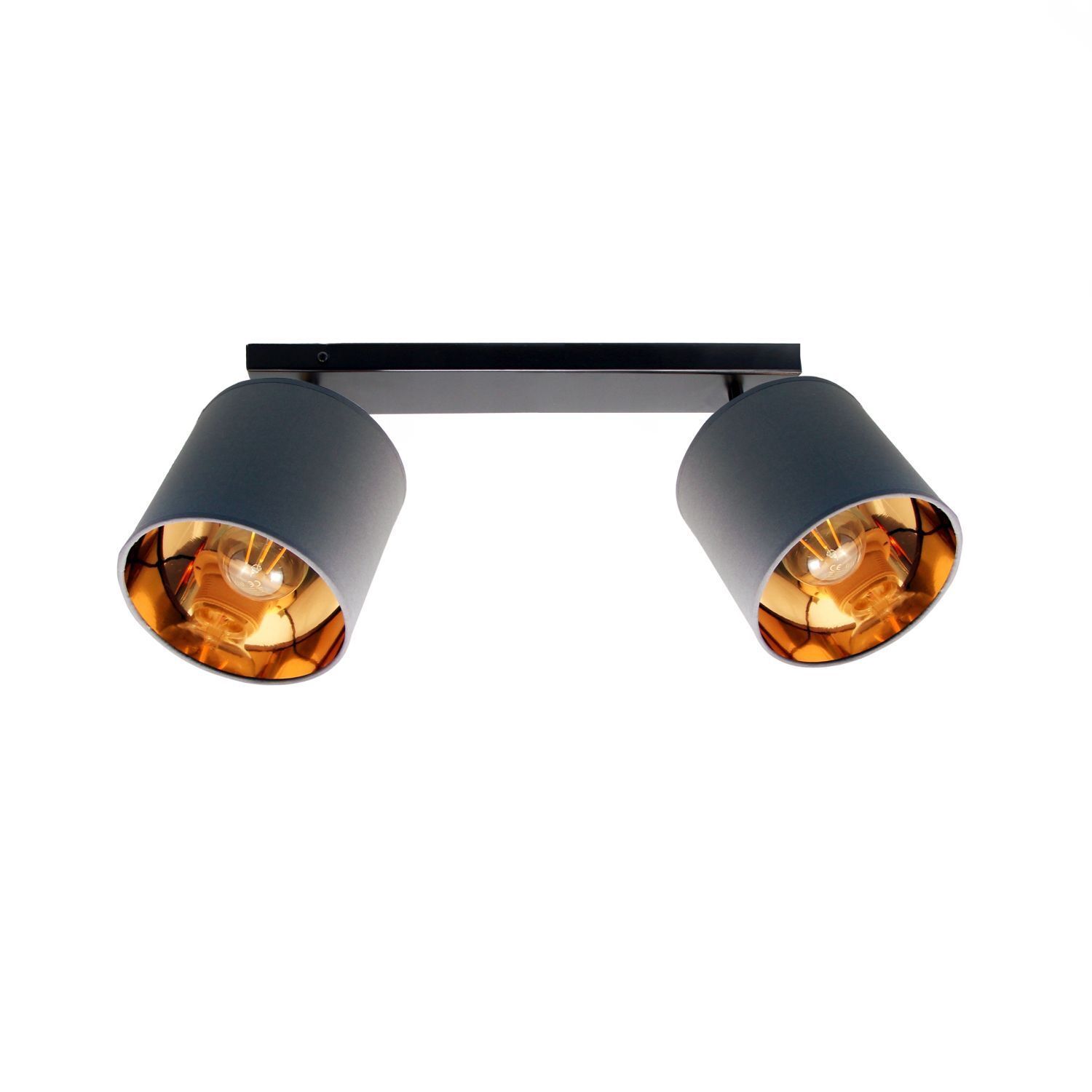 Beweglicher Deckenstrahler Stoff E27 70 cm in Grau Gold Beleuchtung, Lampe