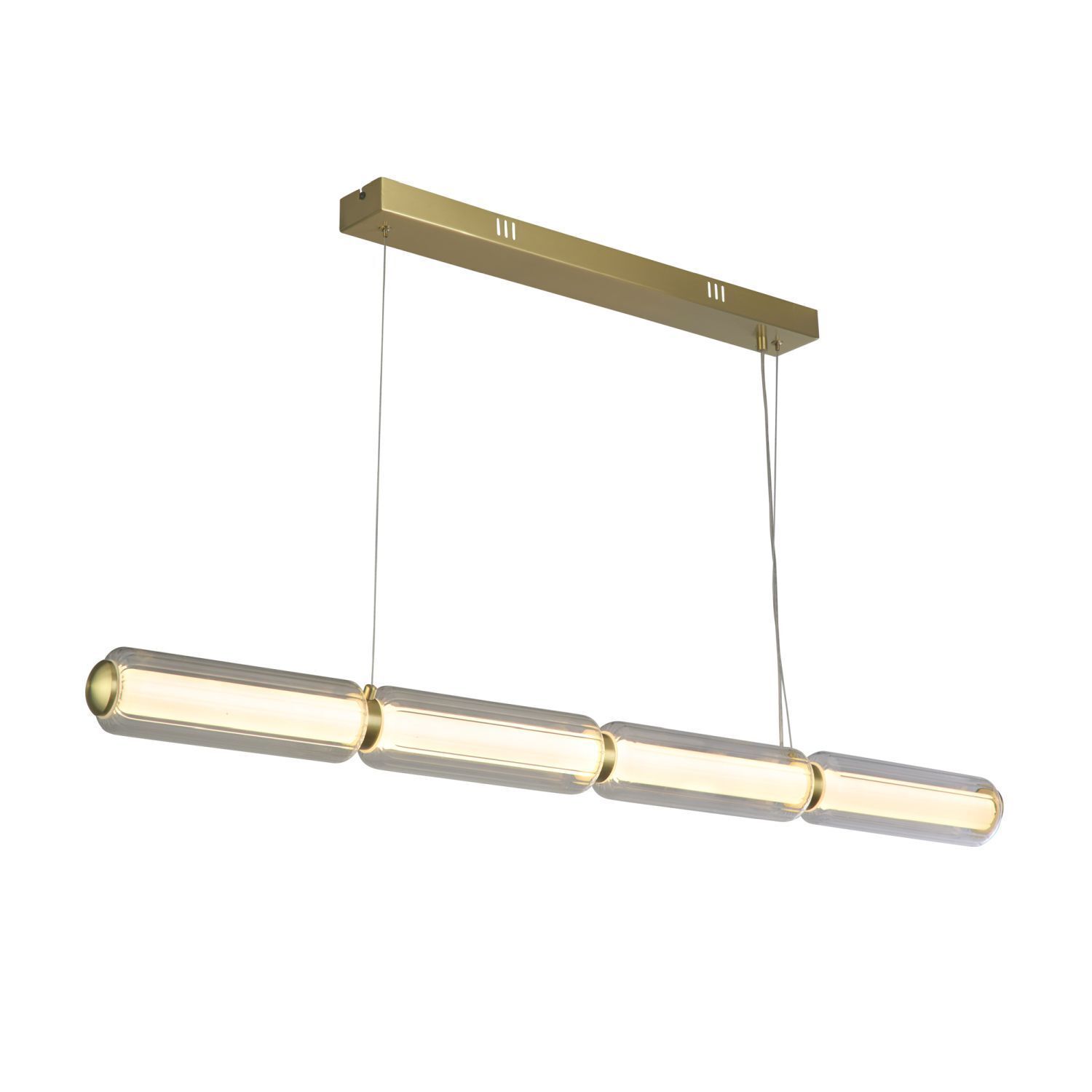 Lange LED Pendelleuchte Glas Metall 109 cm warmweiß