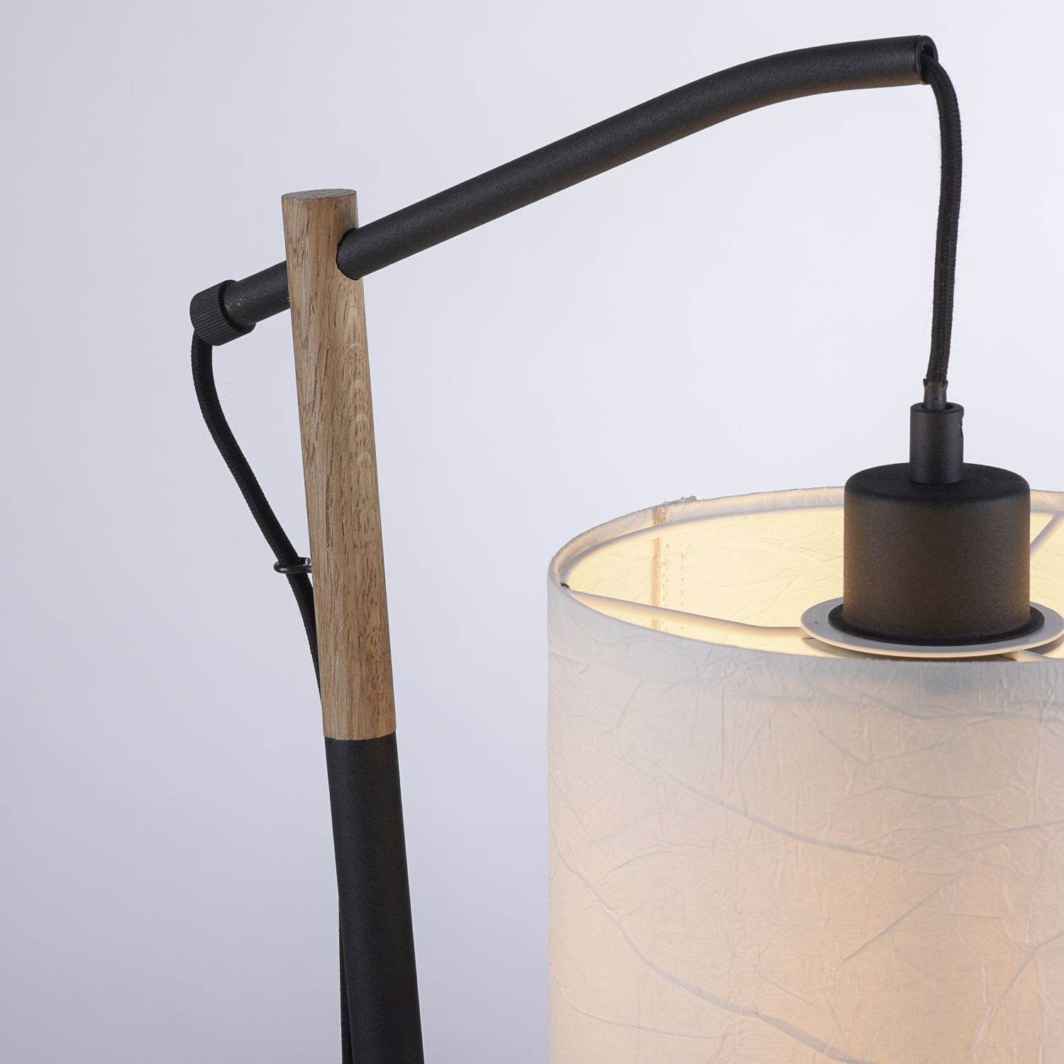 Blendarme Tischlampe Papier Holz E27 48 cm Leselicht Lampe, Tischlampe, Lampenschirm