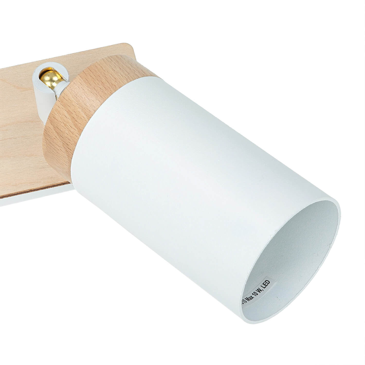 Langer Strahler Wohnzimmer L:72cm Weiß mit Holz GU10 Lampe, Zylinder