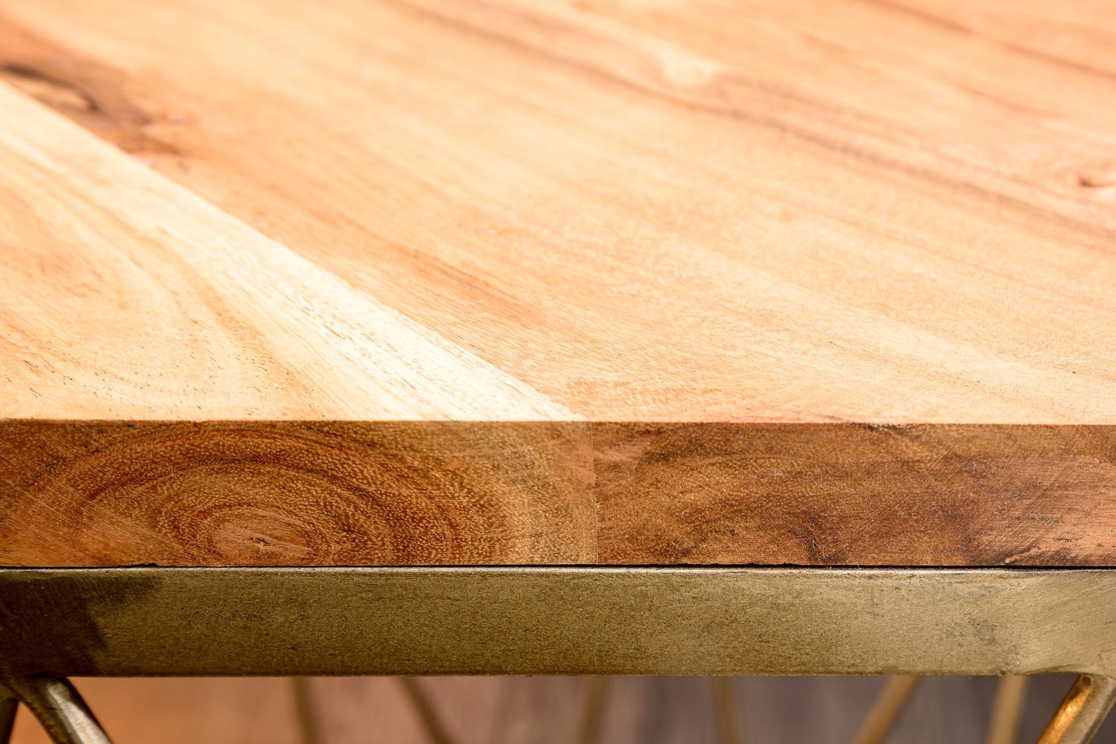 Couchtisch Akazienholz Metall in Natur Messing 50x50 cm