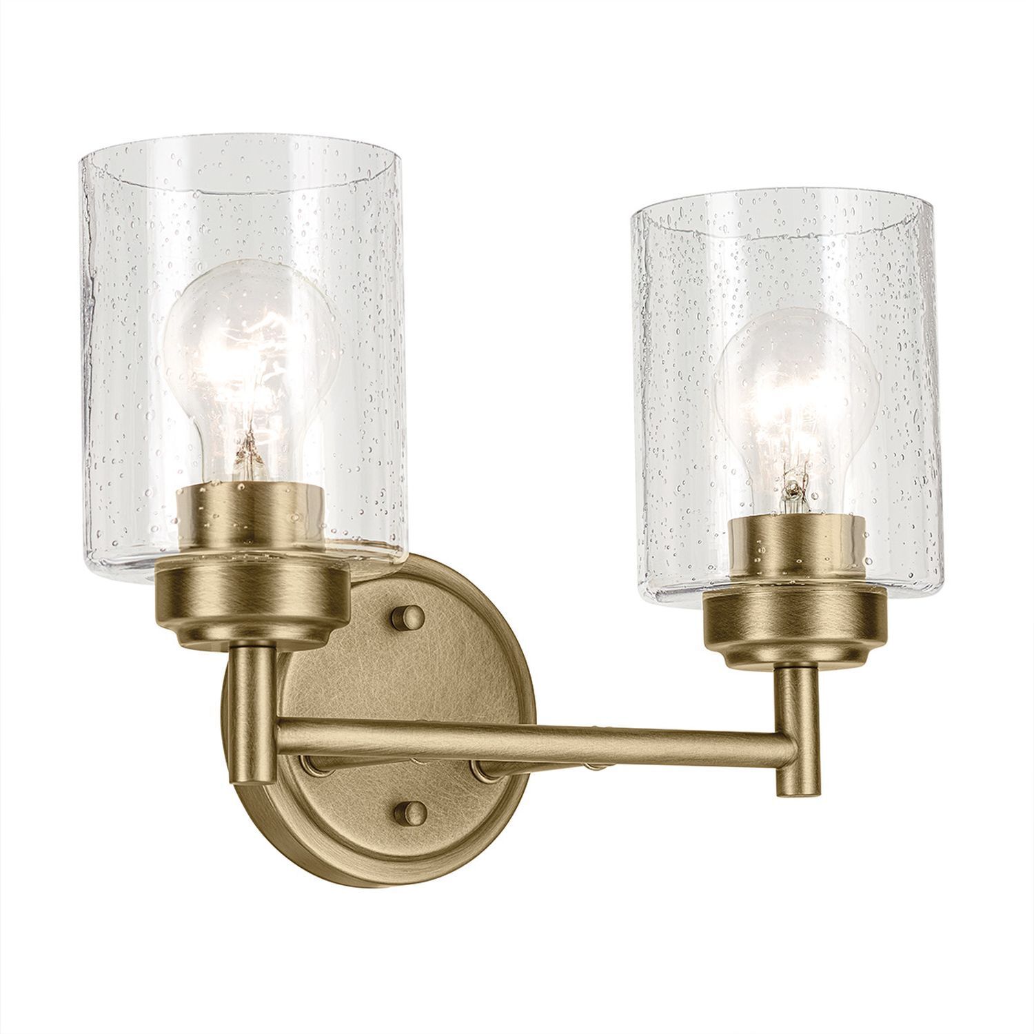 Wandlampe Metall Glas 32,6 cm breit in Messing E27 2-flammig