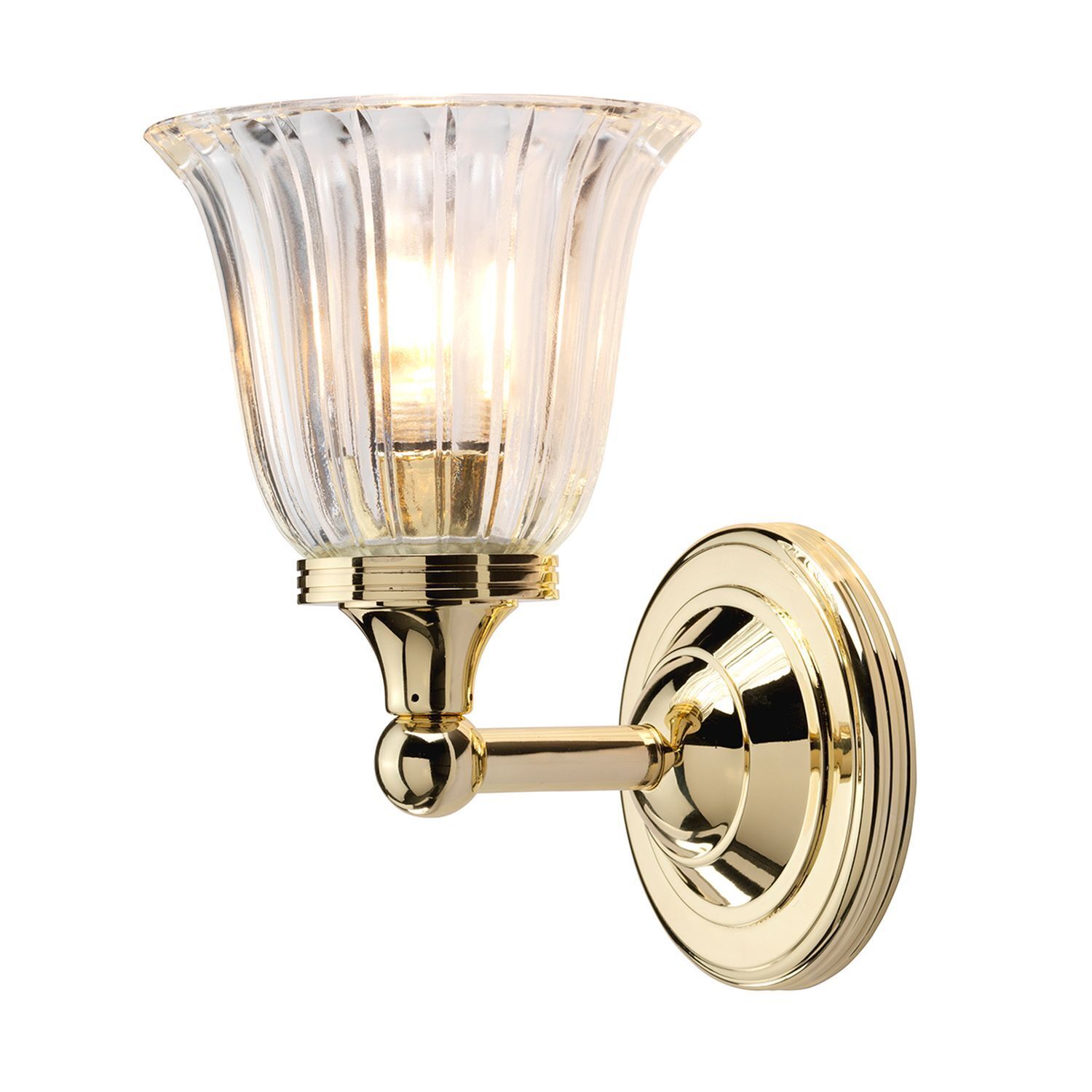 Messinglampe Bad IP44 mit LED Glas Schirm Jugendstil