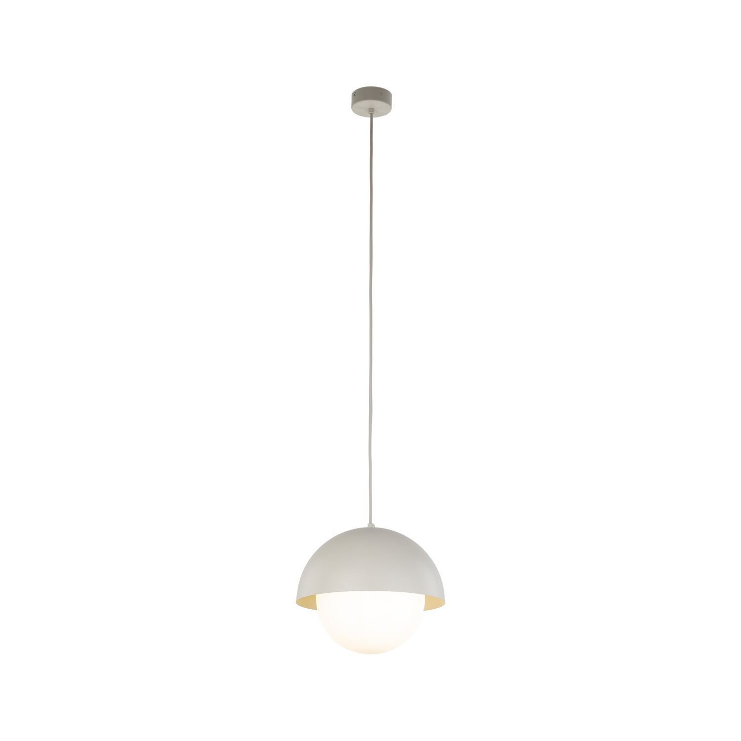 Hängelampe Metall Glas D: 27cm H: max. 160cm Beige Weiß E27 Lampe, Deckenleuchte, Leuchte, Kronleuchter