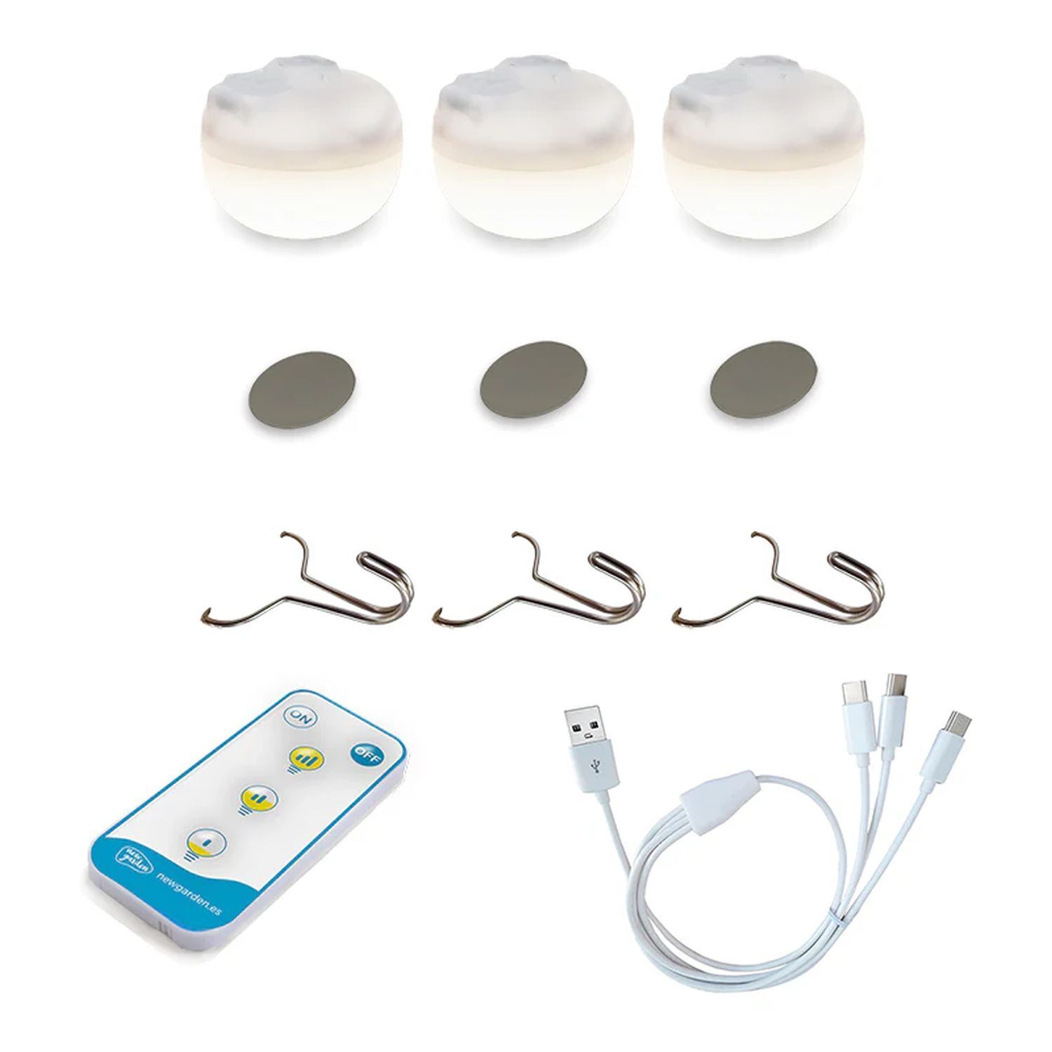 LED Campingleuchte 3er Set Akku Haken Magnet dimmbar IP54