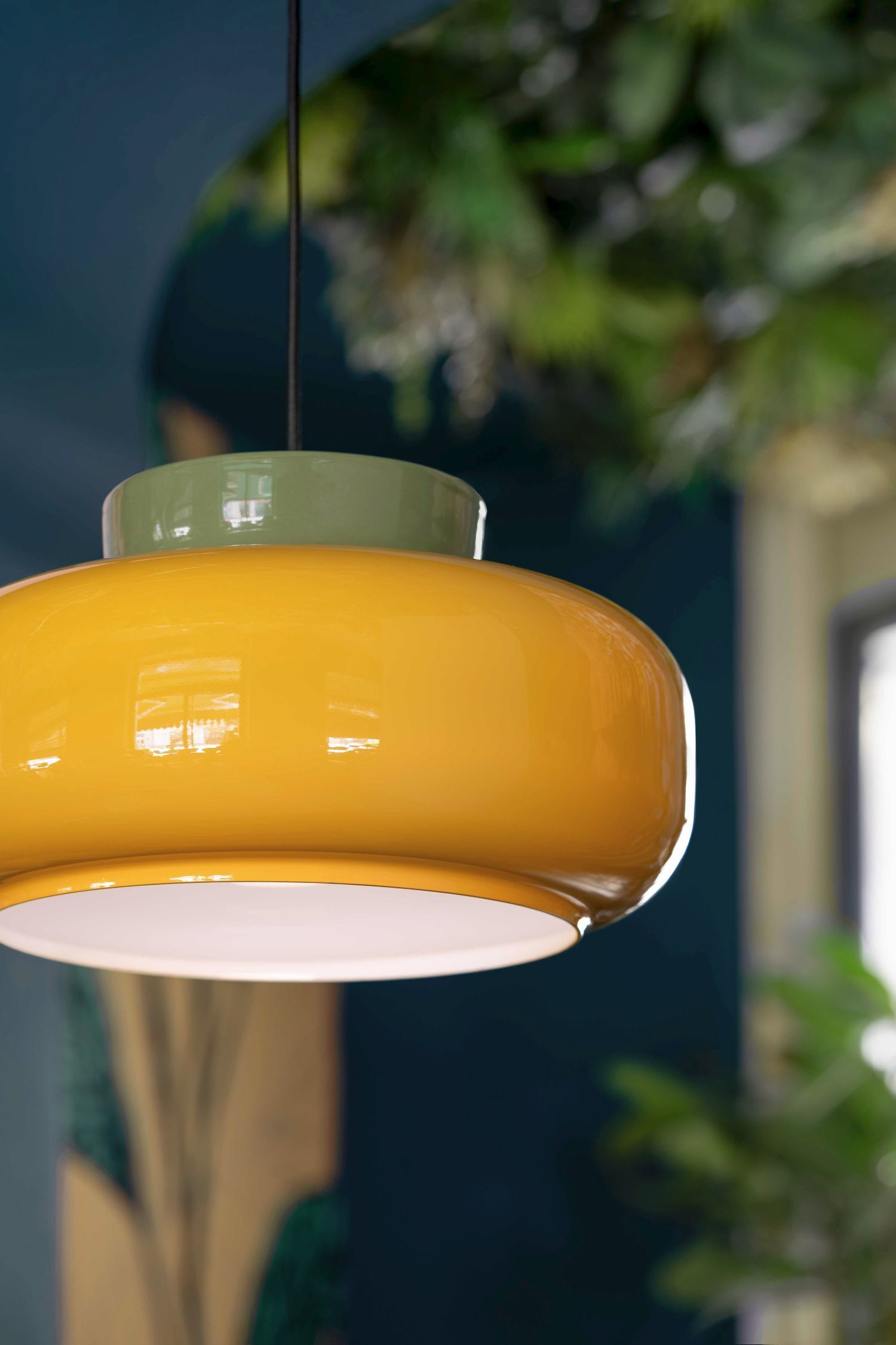 Pendelleuchte Glas Keramik E27 D: 37 cm rund Retro