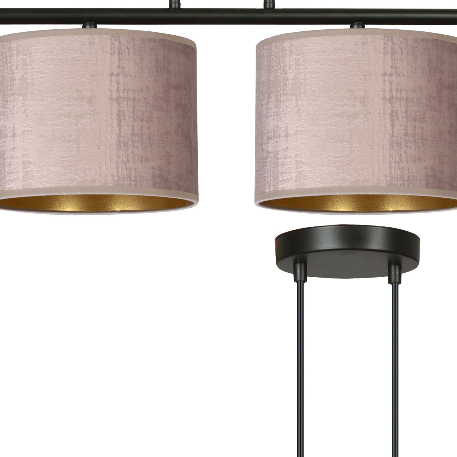 Hängelampe 4-flammig L: 97 cm Metall Stoff Rosa Gold E27