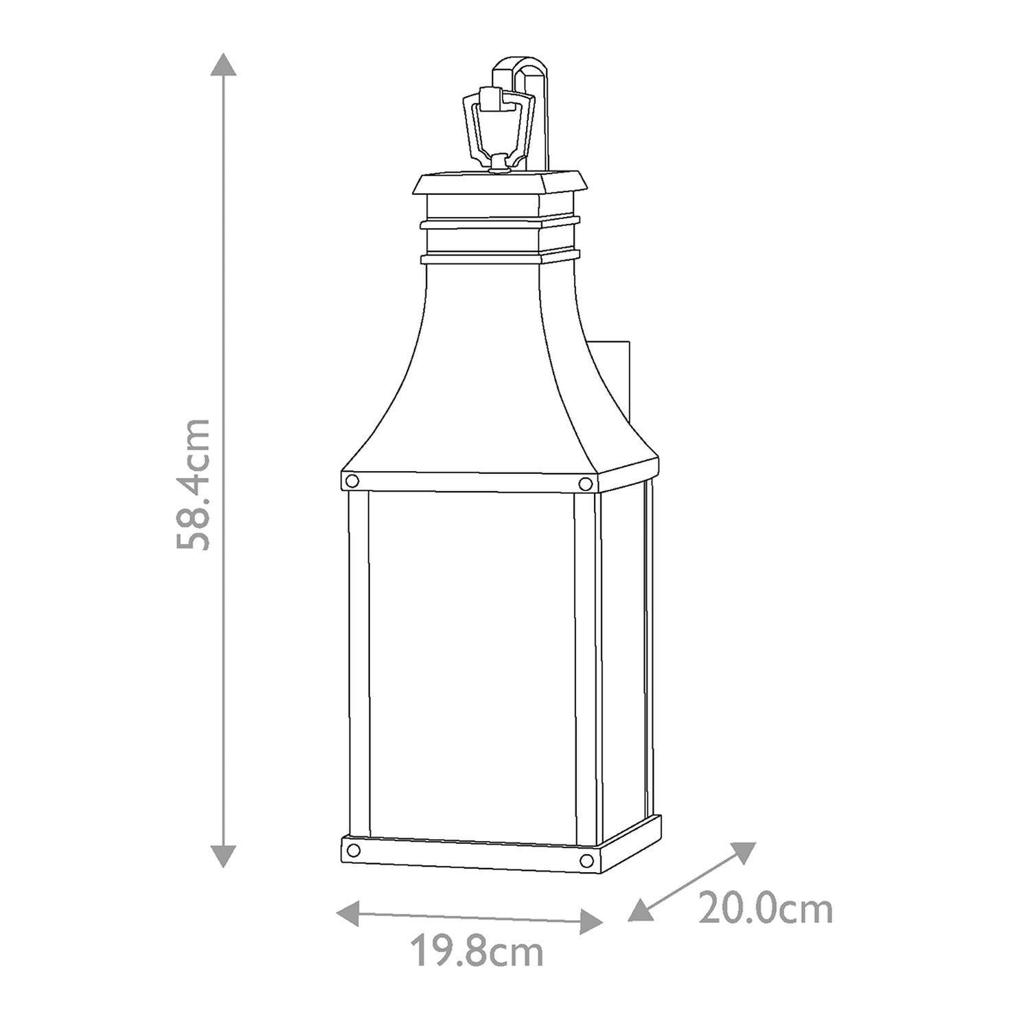 Außenwandleuchte IP44 Schwarz antik H: 58 cm Vintage 2x E14 Lampe