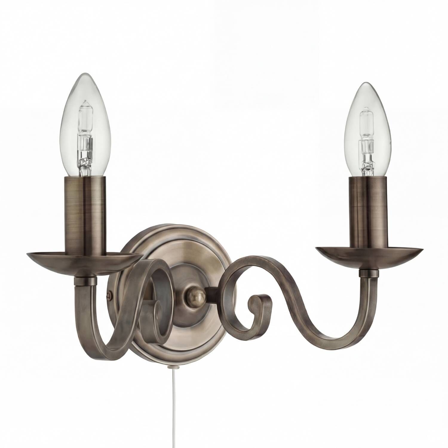 Wandleuchte rustikal wandlampe, wandlampen, bronzen, metall, doppelarm