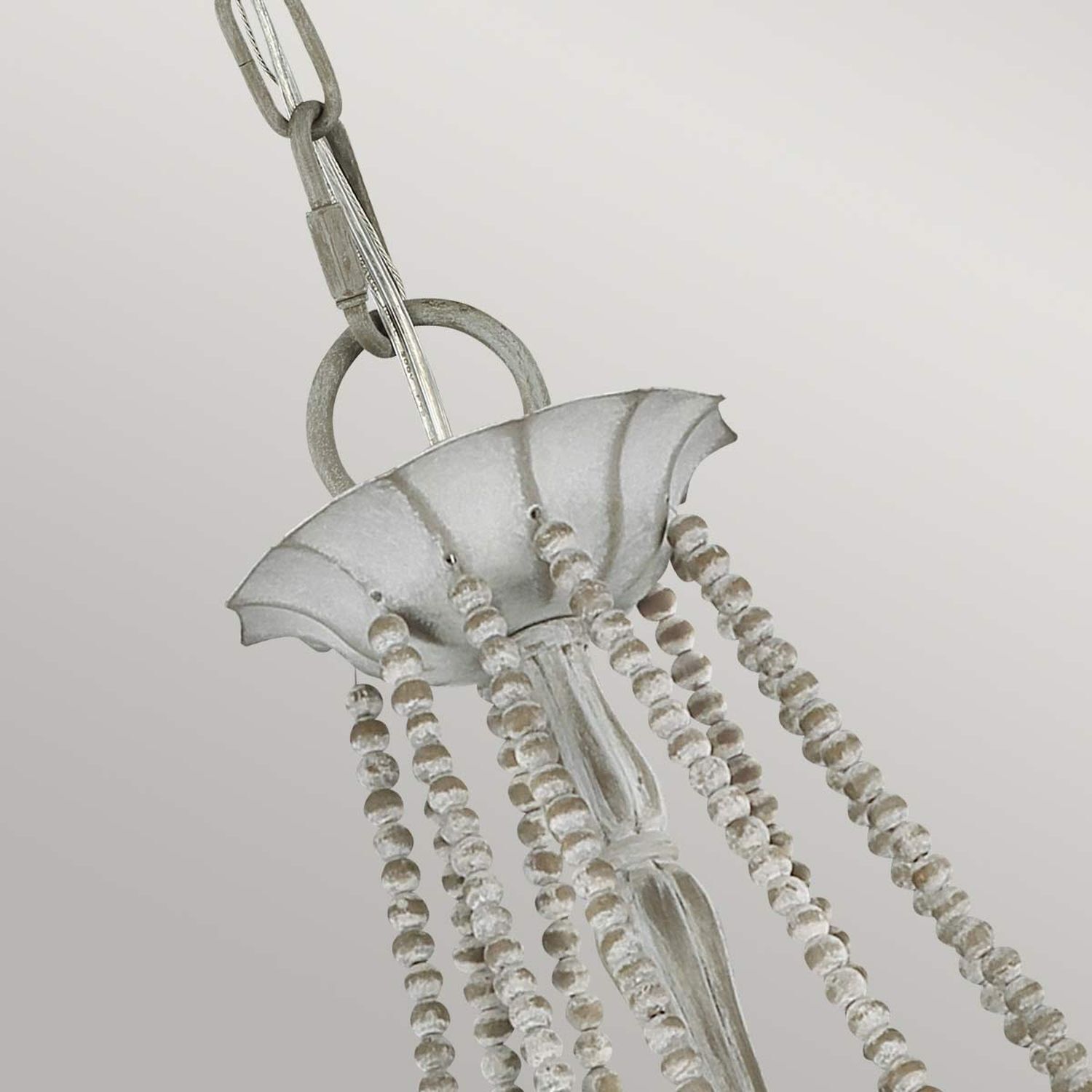 Kronleuchter Landhaus Shabby B: 81,3 cm H: max. 311 cm Grau Kronleuchter, Beleuchtung, Hängelampe, Metall, Kettenvorhang