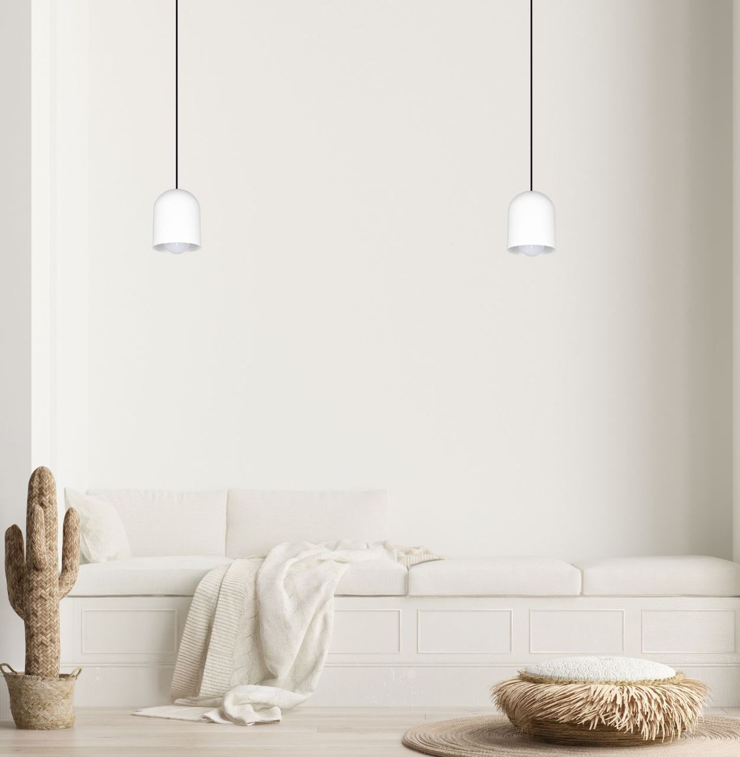 Runde Hängeleuchte Metall Schwarz Weiß E27 Ø11 cm Loft Drinnen, Innenarchitektur, Lampe, Dekoration für Zuhause