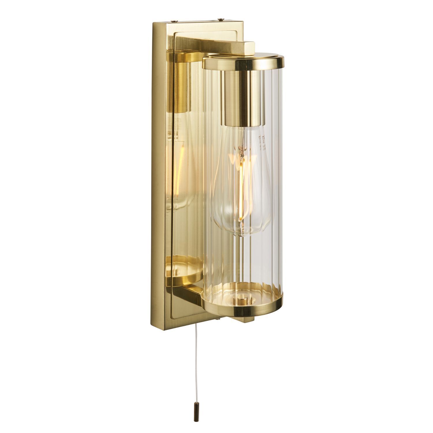 Wandlampe mit Schalter IP44 31,5 cm hoch in Messing E27