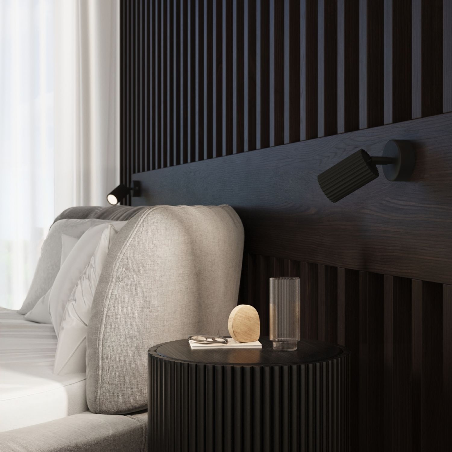 Drinnen, Innenarchitektur, Paneele aus Holz, Kissen, Kopfkissen