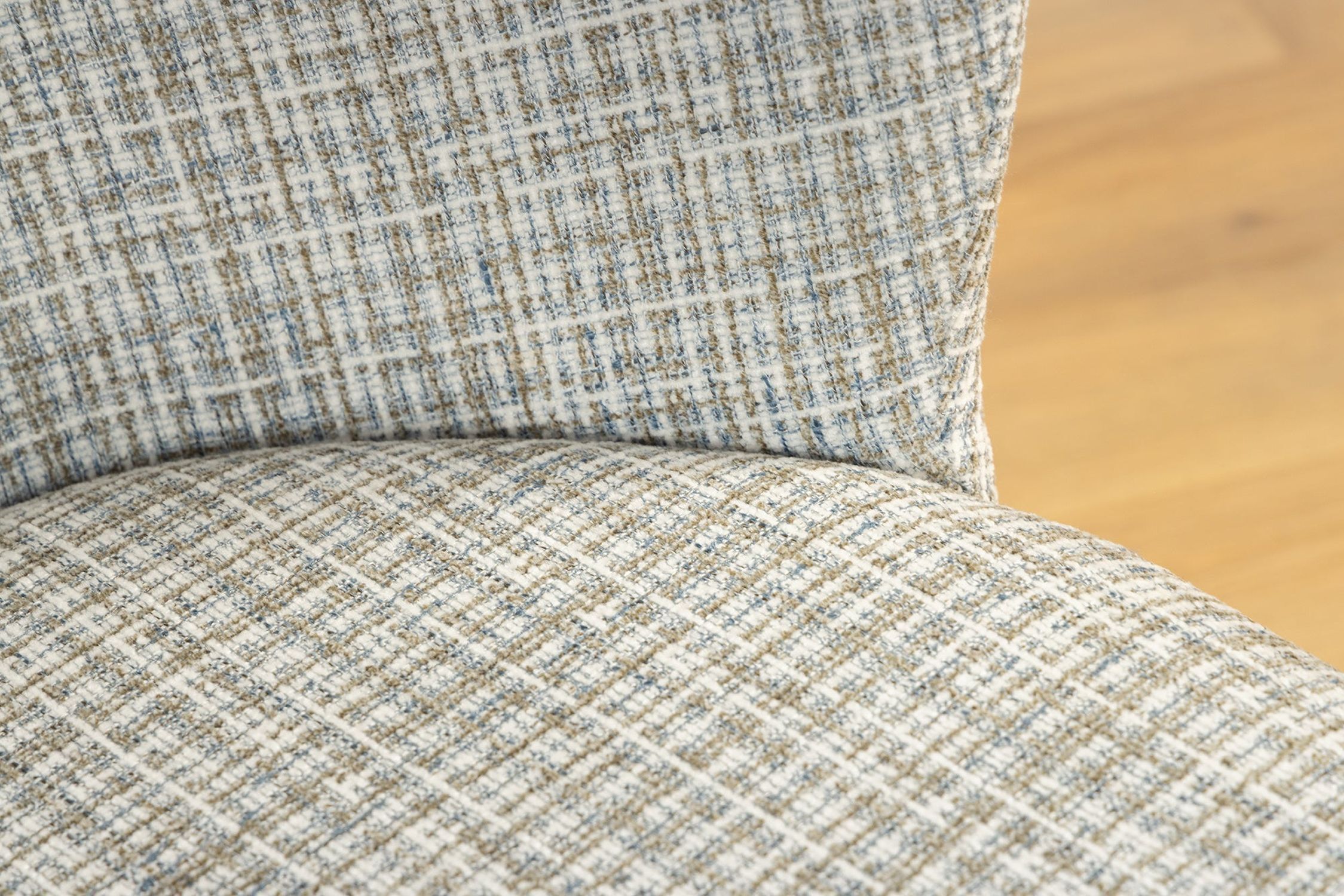 Esszimmerstuhl Weiß Blau kariert Bouclé Metall ohne Armlehne Dekoration für Zuhause, Mobiliar, Kissen, Stuhl