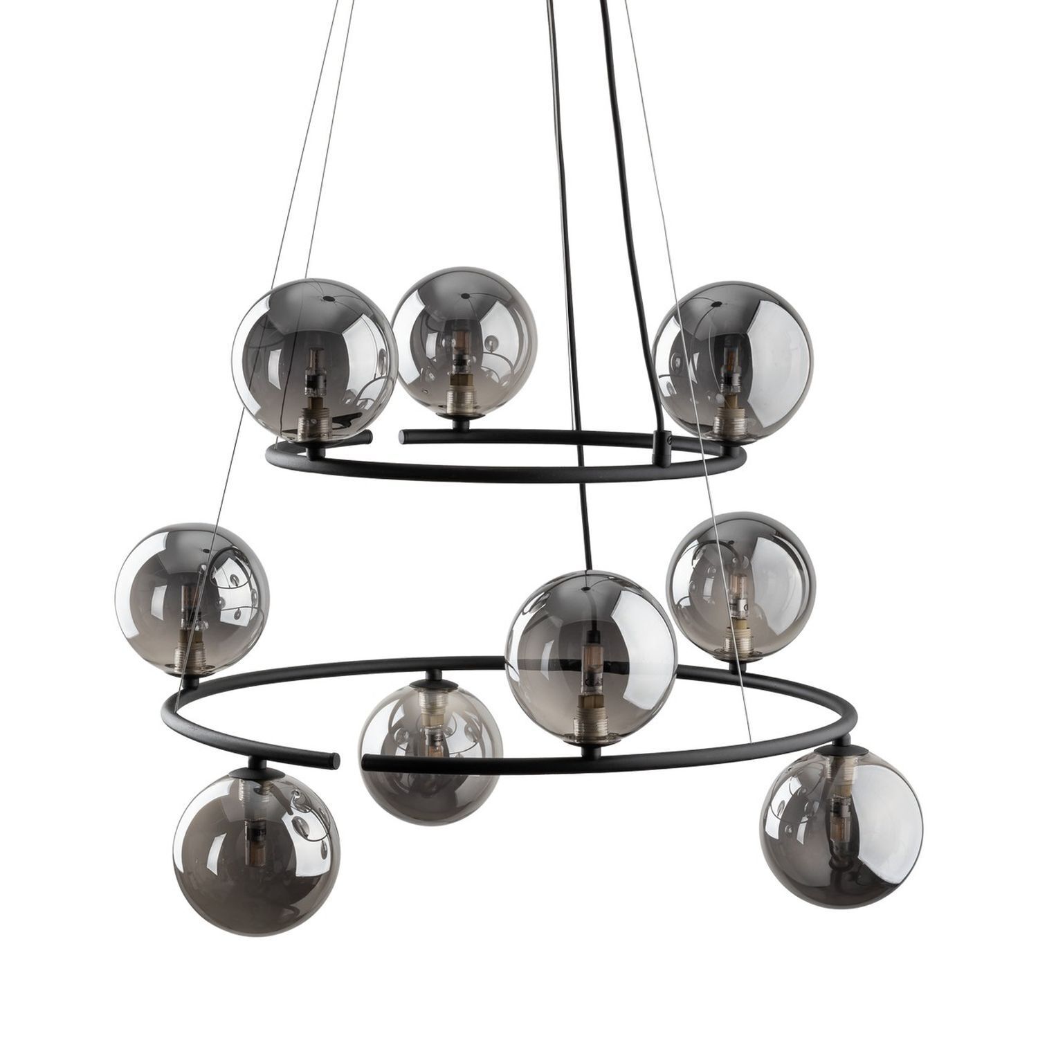 Pendelleuchte Metall Rauchglas G9 Schwarz Graphit 2 Ringe