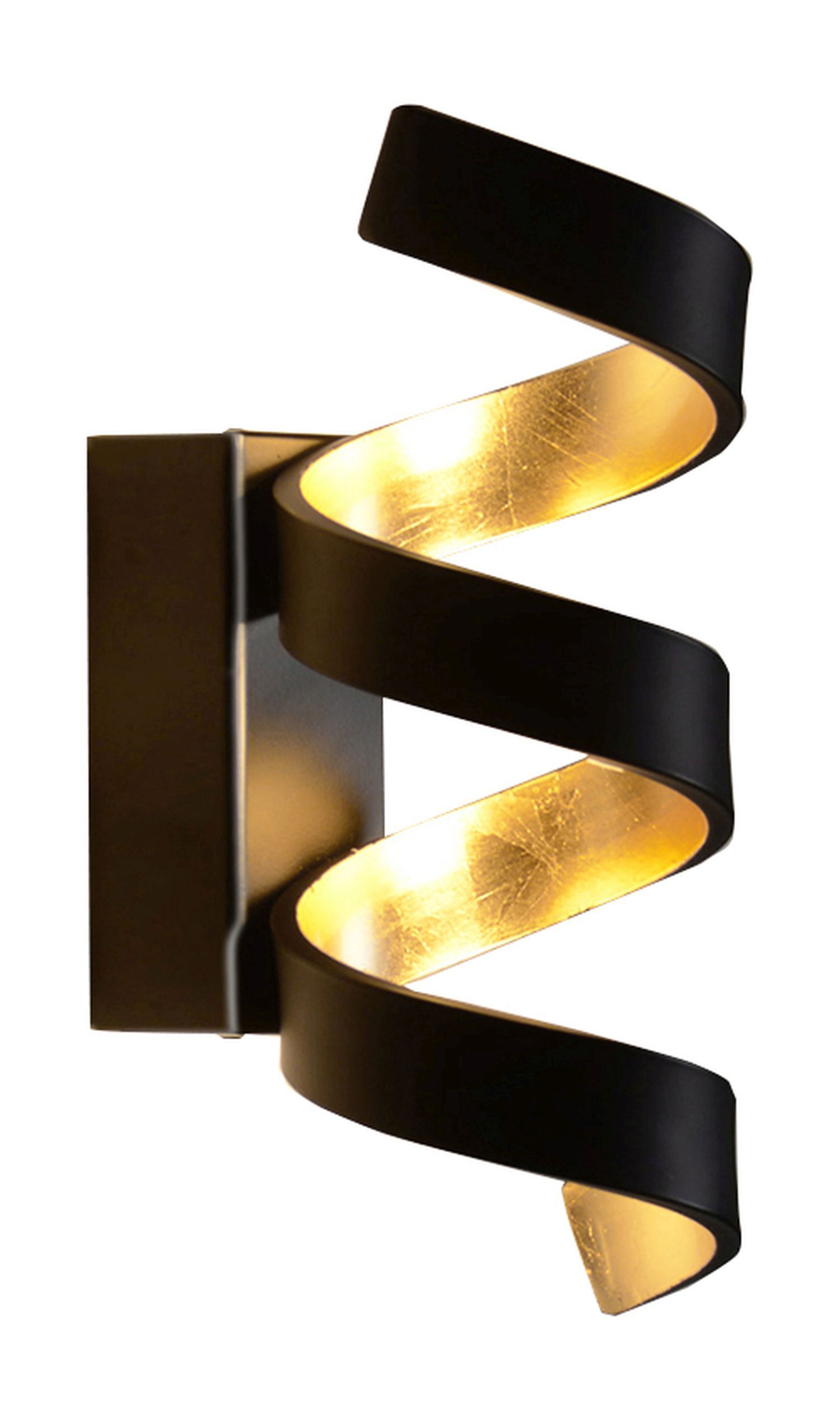 LED Wandlampe Spirale Schwarz Gold H:26 cm 3000 K 9 W
