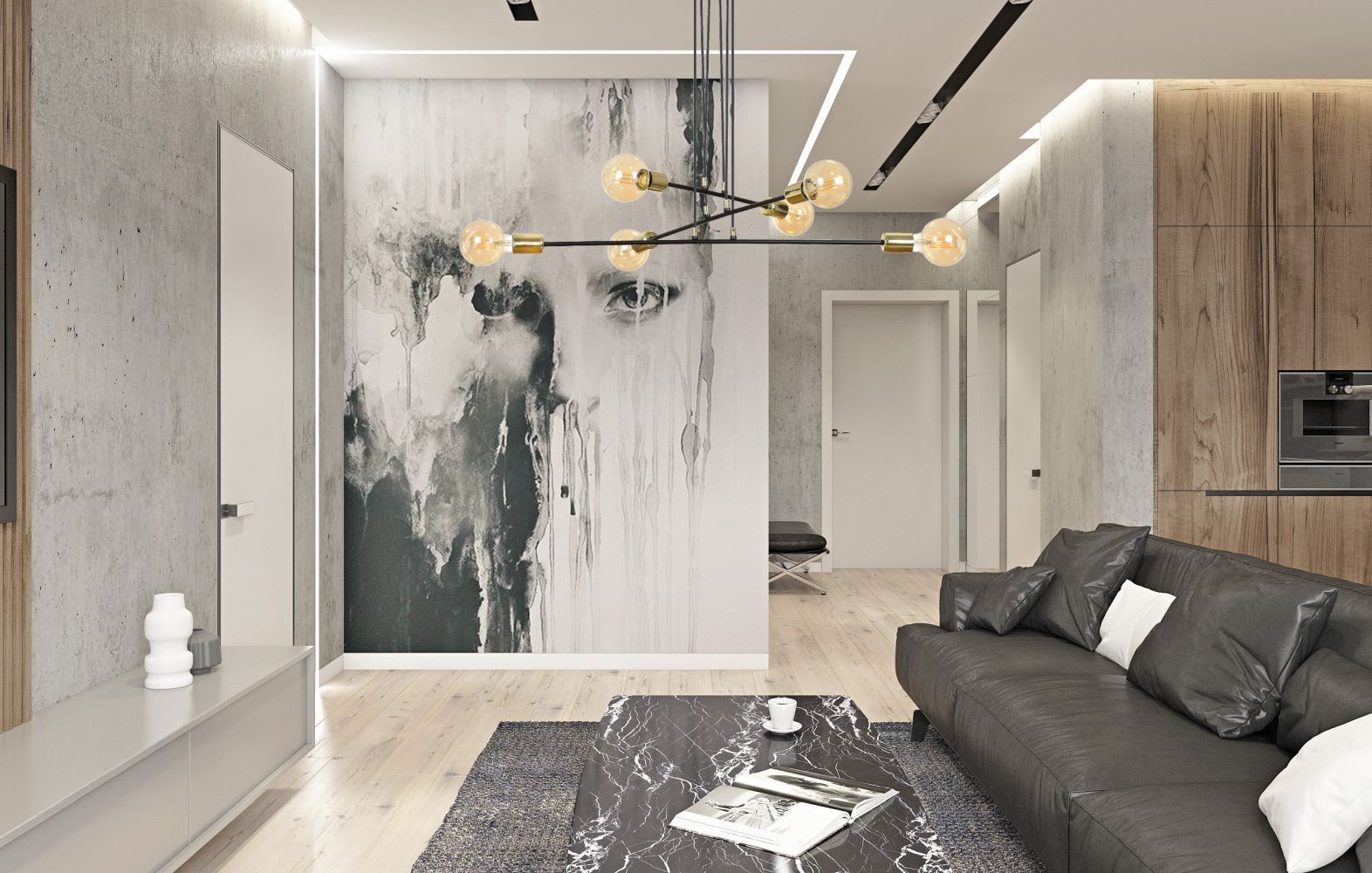 Hängelampe verstellbar Schwarz Retro 6x E27 Metall Drinnen, Innenarchitektur, Inneneinrichtung, Foyer, Wohnzimmer