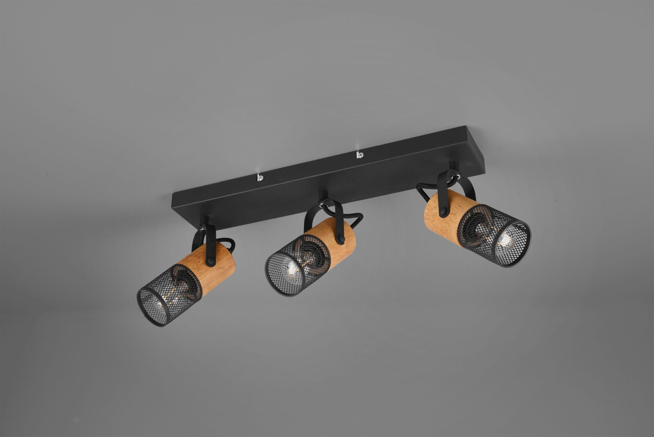 Flexibler Deckenspot Metall Holz B:44 cm E14 3-flammig Beleuchtung