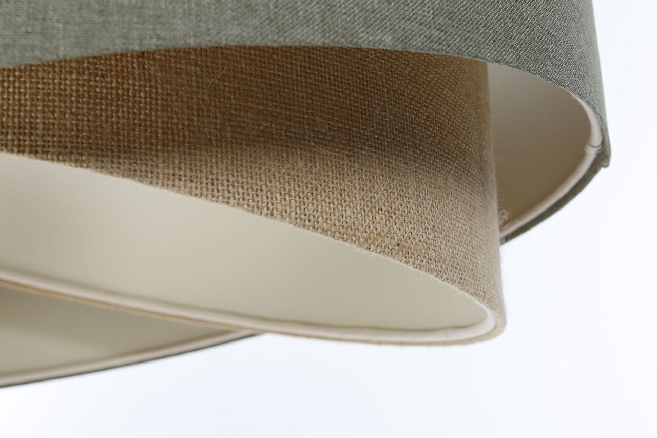 Pendelleuchte E27 Stoffschirm Ø 50 cm Grün Beige verstellbar
