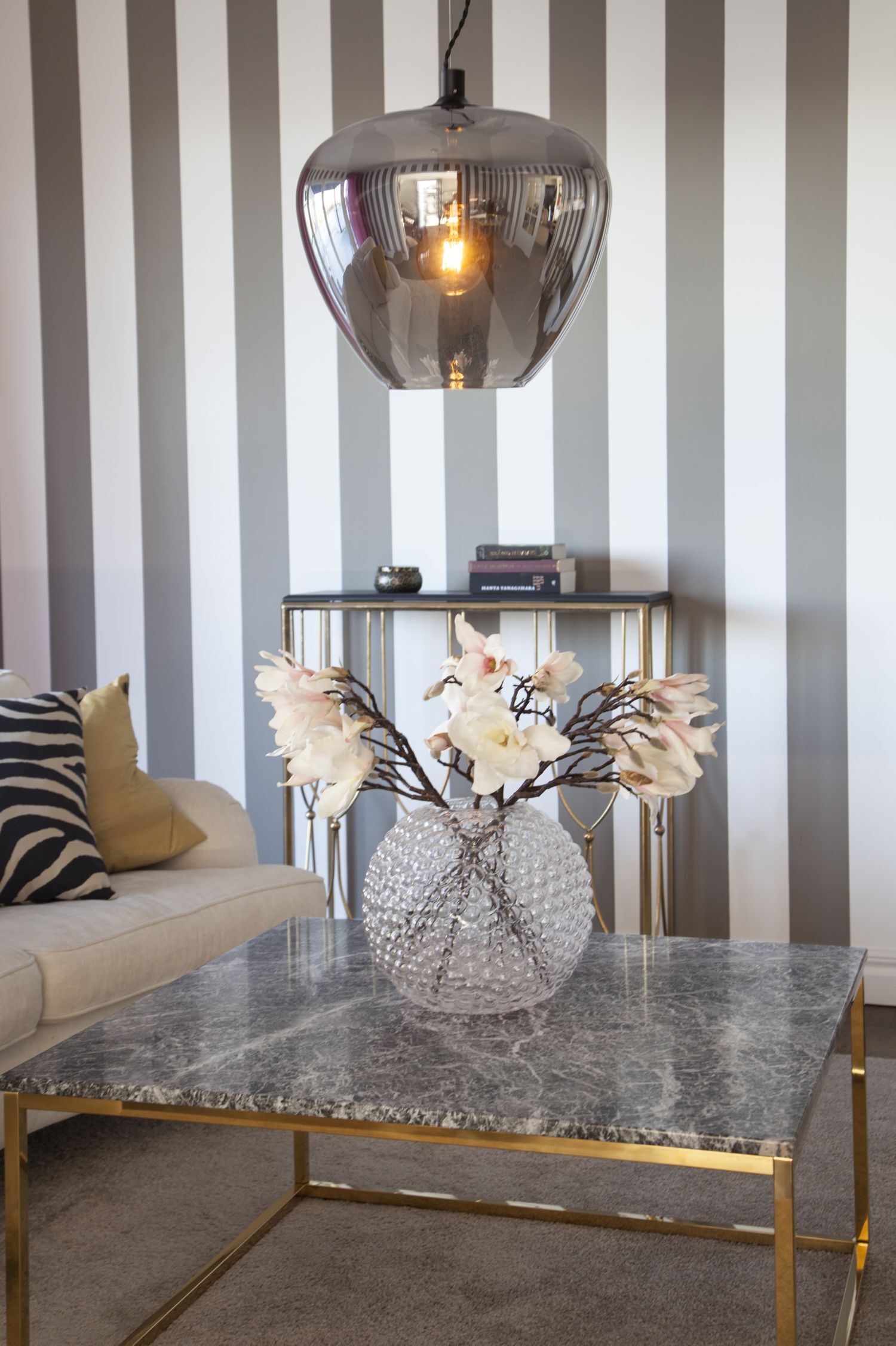 Hängelampe Rauchglas Metall 40 cm breit H: max. 120 cm Tabelle, Kaffeetisch, Tischplatte, Innenarchitektur, Inneneinrichtung