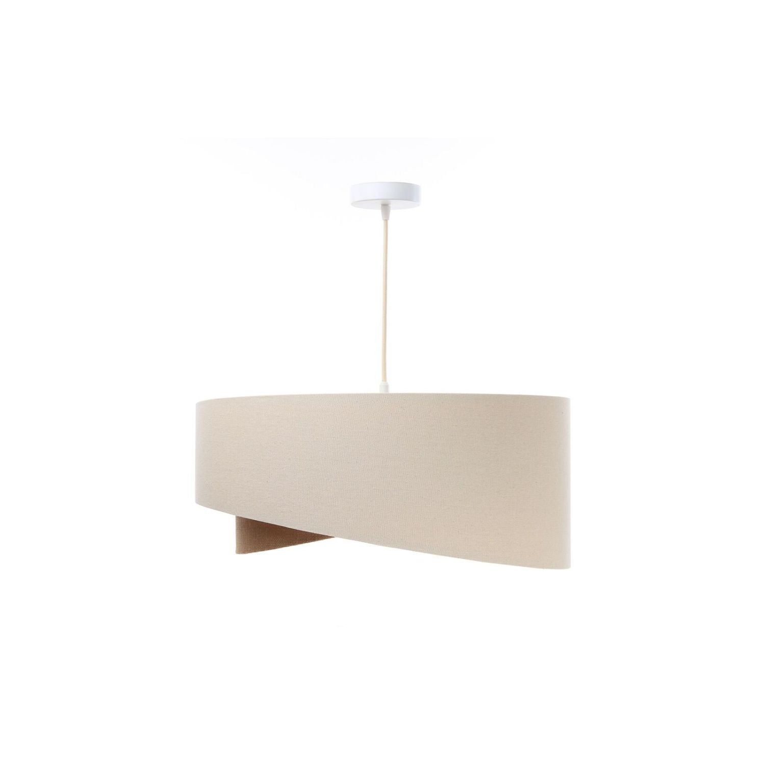Hängelampe Leinen E27 rund Ø 50 cm Creme Beige wohnlich