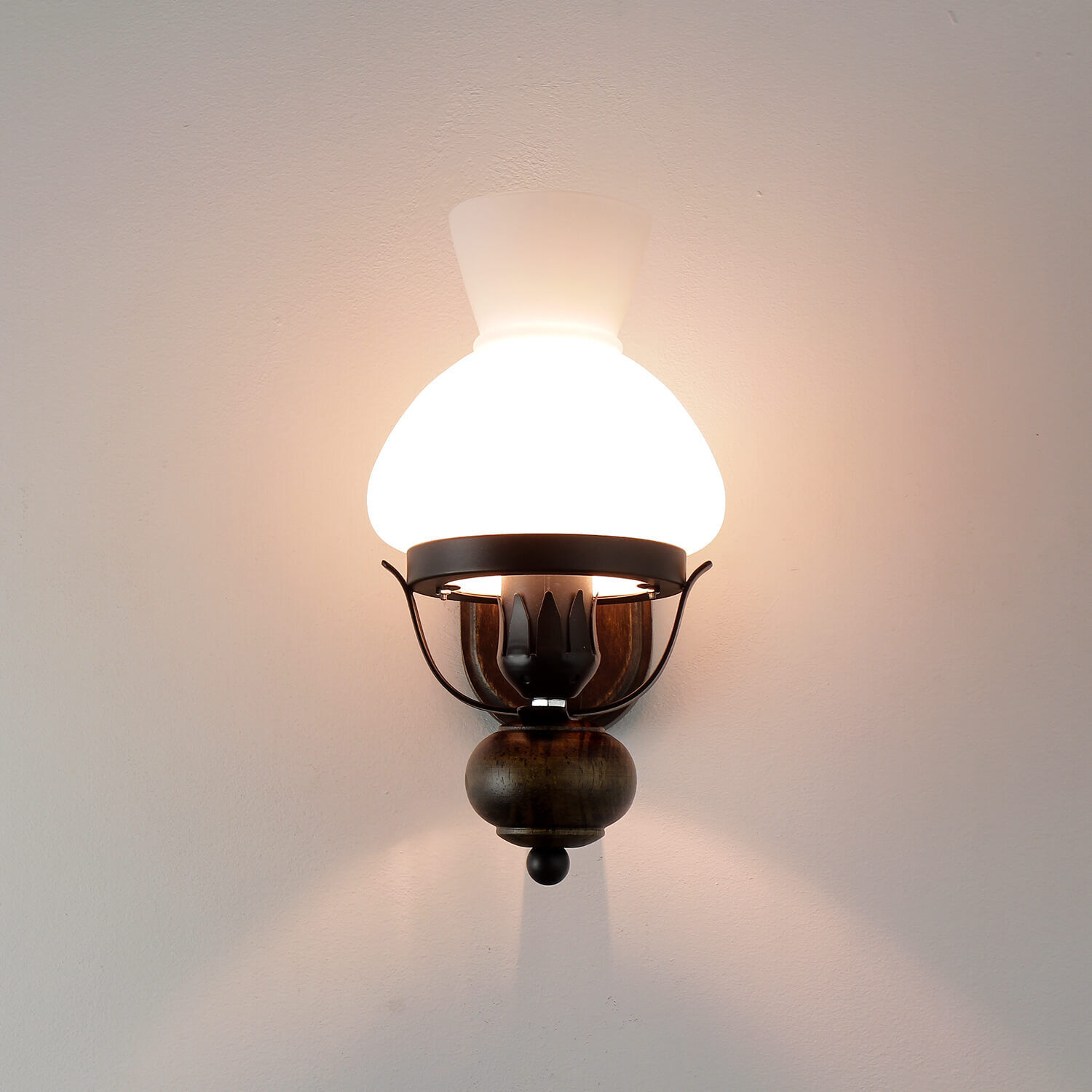 Urige Wandlampe Holz Glas E27 Landhaus Stil Lampe, Lampenschirm, Leuchte