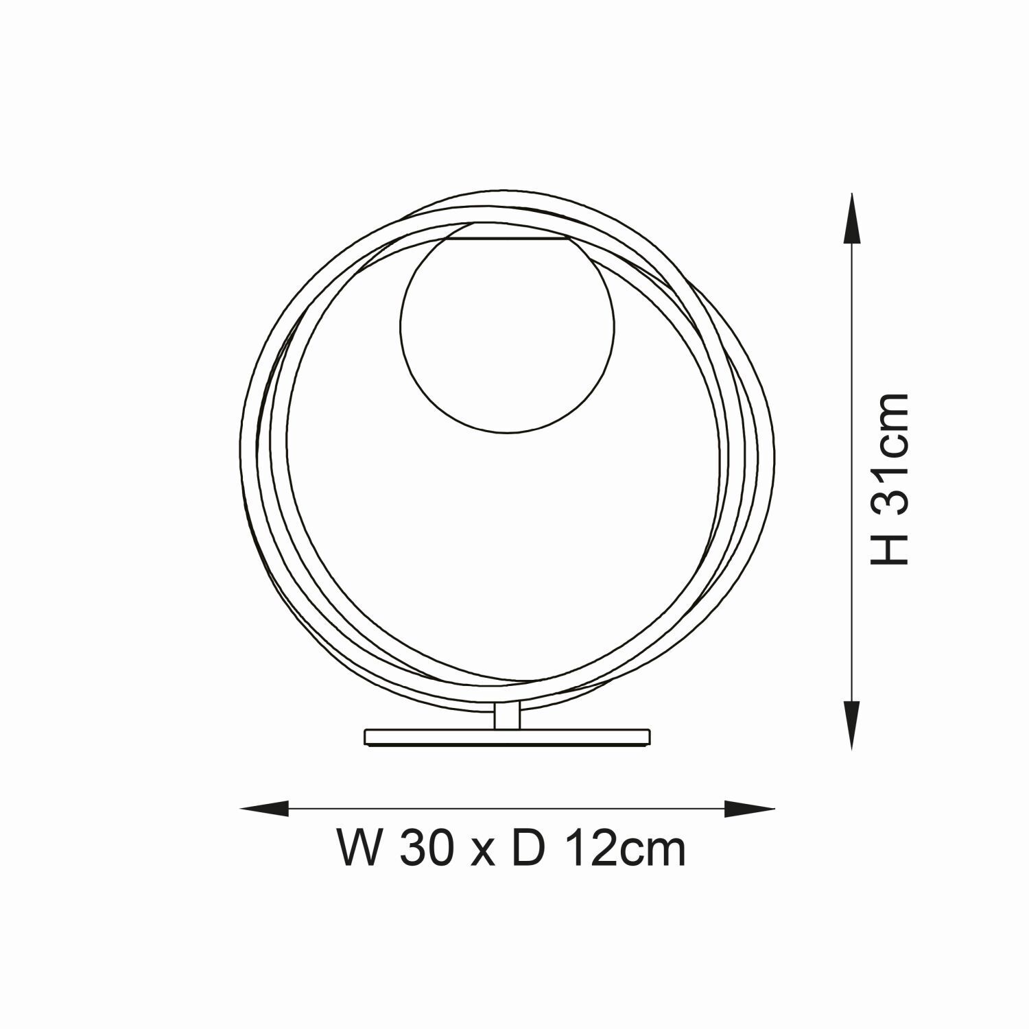 Tischleuchte Glas Metall 31 cm hoch in Gold Weiß