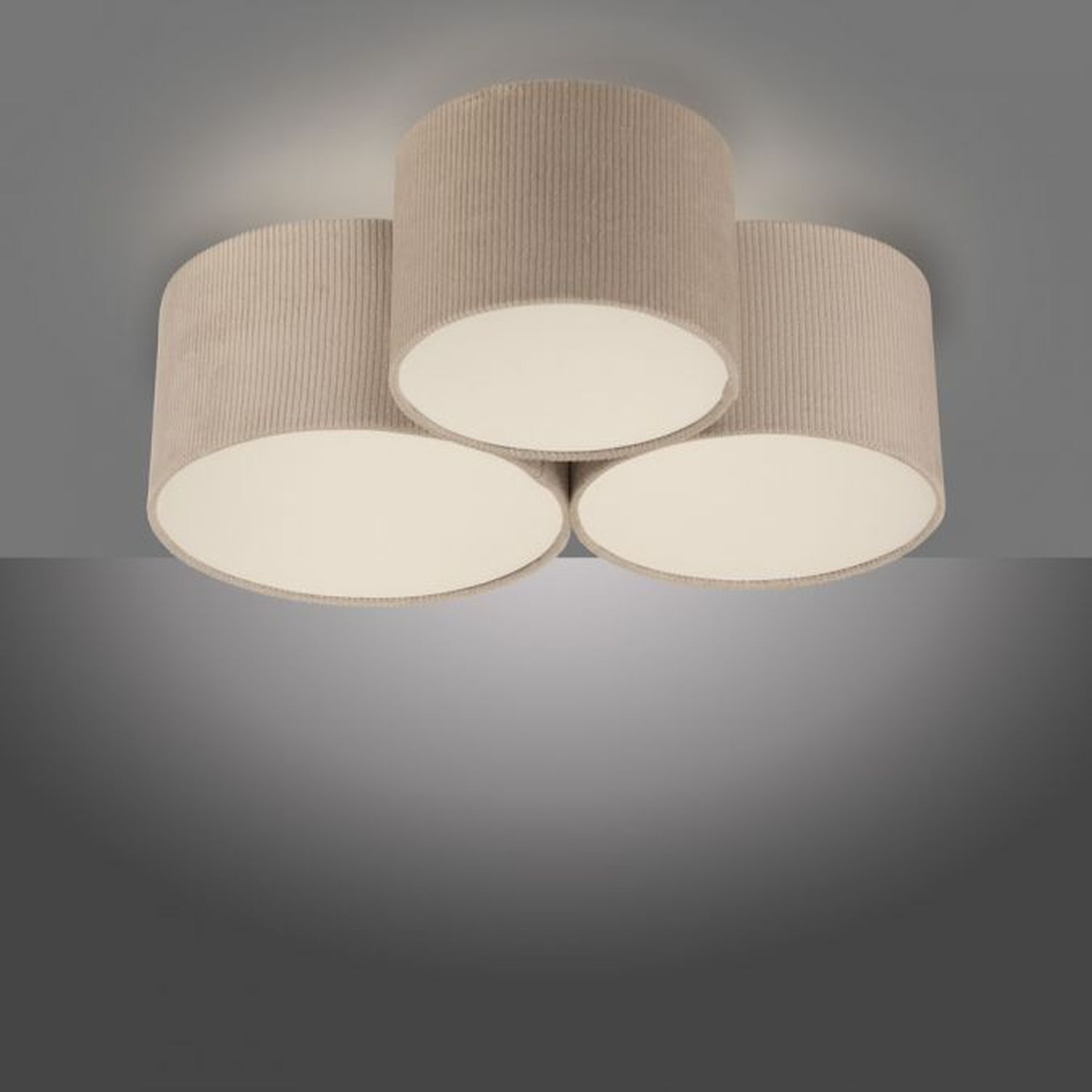Wohnliche Deckenlampe Beige E27 L:70 cm 3-flmg blendarm Deckenleuchte, Lampe