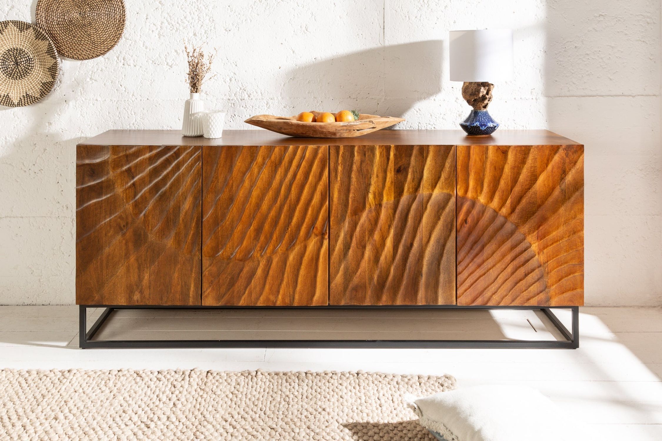 Sideboard Mangoholz Metall 177 x 76 cm Handarbeit Sideboard Mangoholz Metall 177 x 76 cm Handarbeit