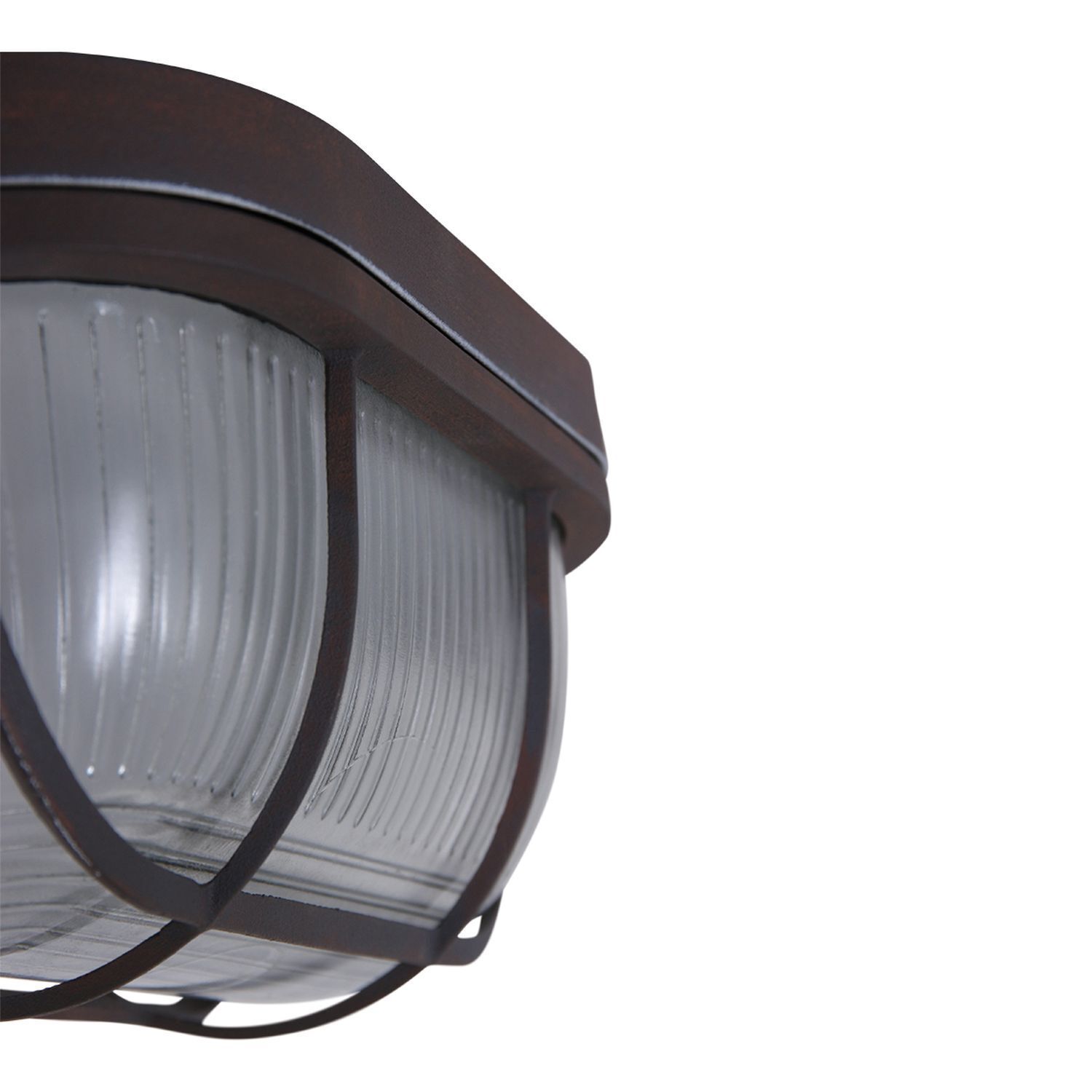 Deckenlampe Riffelglas Metall Braun L:21 cm Industrie