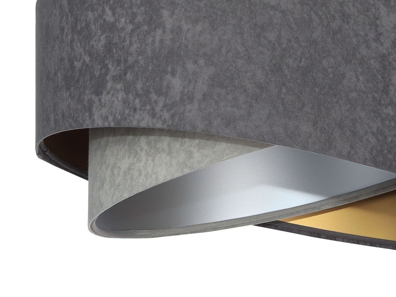 Hängeleuchte Grau Silber Gold Ø 50 cm Stoffschirm Lampe